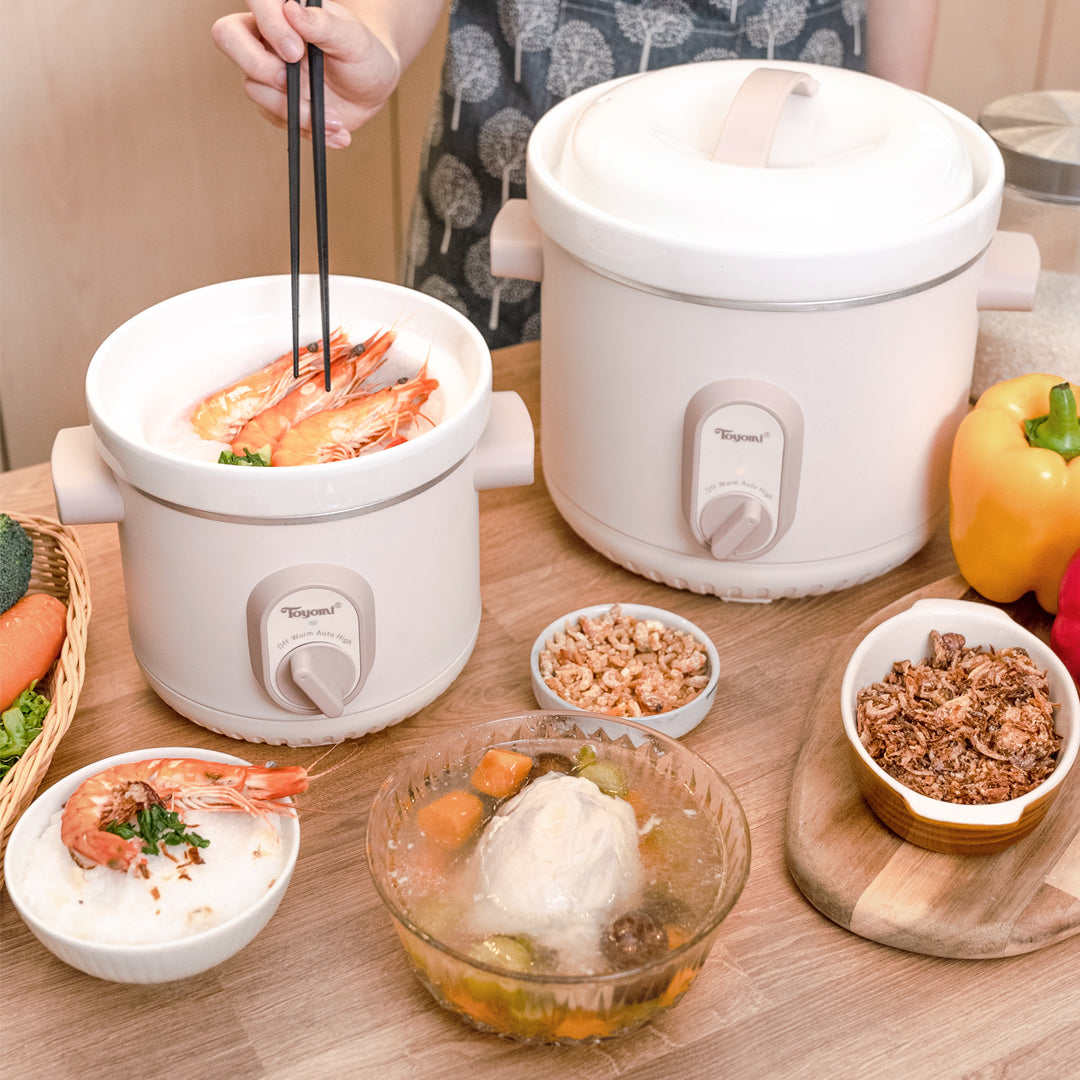 TOYOMI 1L Porcelain Slow Cooker SC 1060 - Electric Crock Pot for Soups, Stews & Meals | Perfect for Home Cooking & Small Families | Energy Efficient & Easy Clean