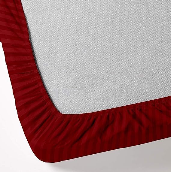 Premium 1500-TC Egyptian Cotton Sheets - Full Size (54x75) for Deep Pockets - Burgundy Stripe - Luxury Bedding for Hotels & Home