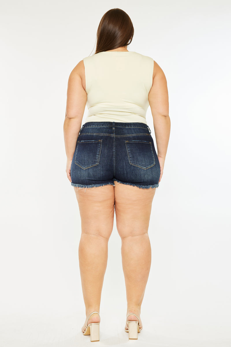 Ellie High Rise Shorts for Women - Plus Size Denim Shorts with Stretch Comfort - Perfect for Summer, Casual Outfits & Beach Vacations