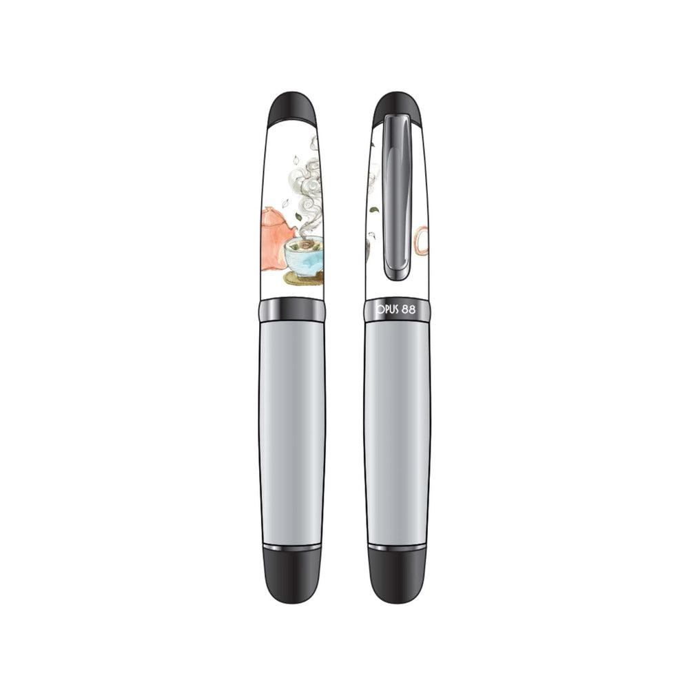 Opus 88 × @lekzumali Cup of Comfort Fountain Pen - Glossy White Premium Writing Instrument for Calligraphy & Journaling - Perfect Gift for Writers & Pen Enthusiasts