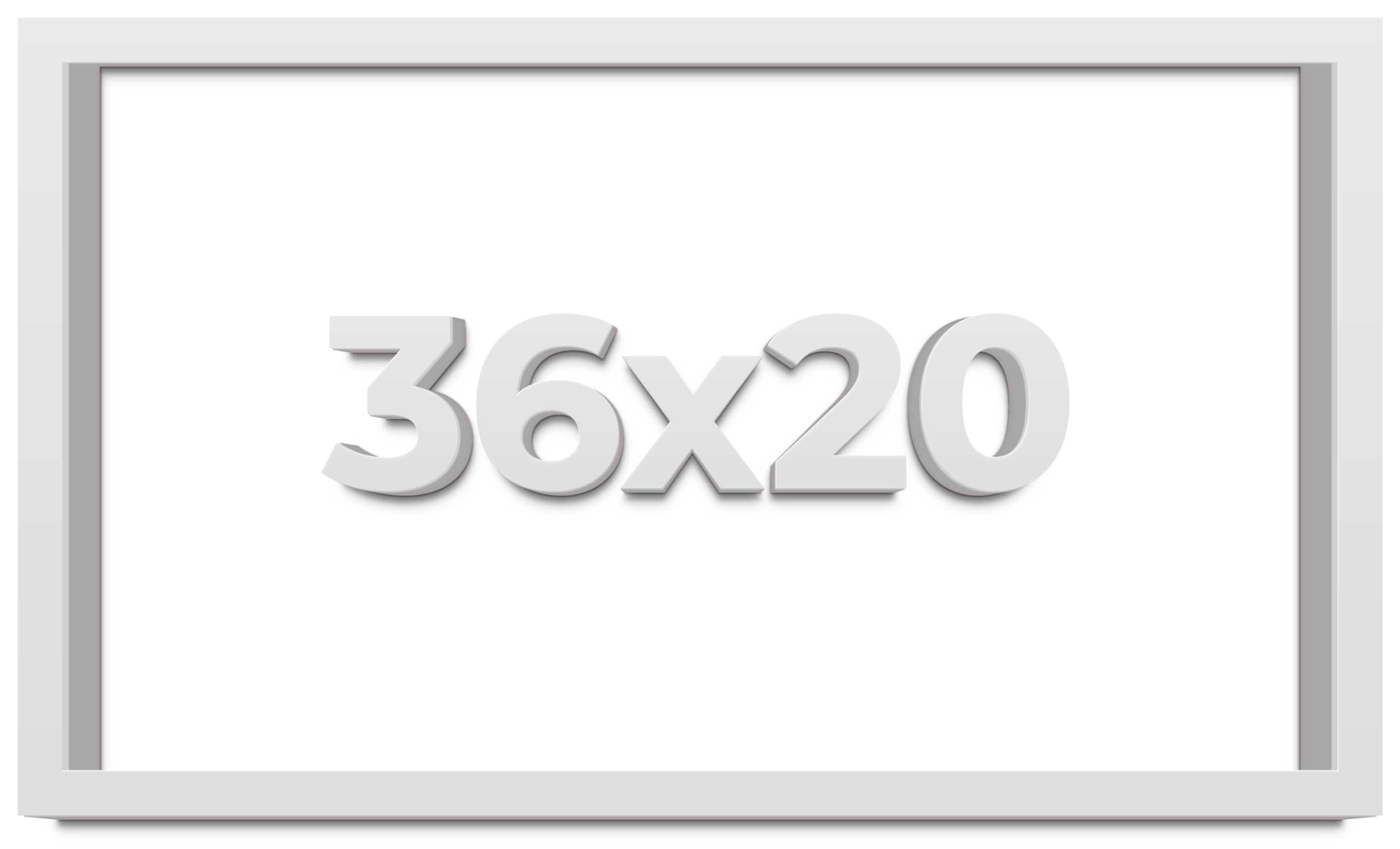 36x20 White Shadow Box Display Frame - 2 Inch Rabbet Depth, 1.25 Inch Moulding Width with Shatter-Resistant Acrylic & Foam Board Backing - Perfect for Memorabilia, Artwork, and Keepsake Display in Home, Office, or Gallery Decor