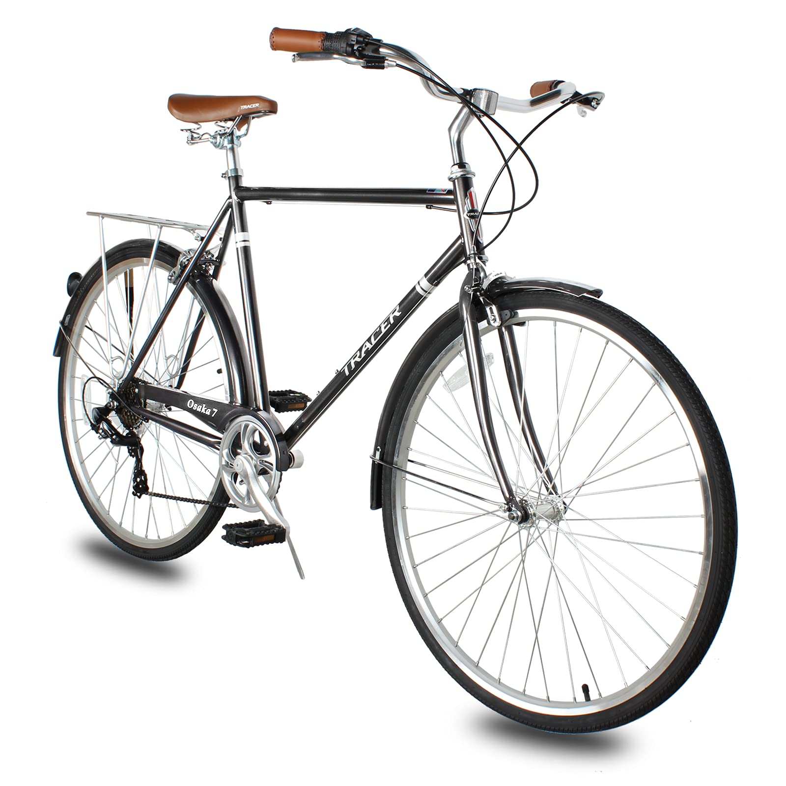 Tracer Osaka Hybrid Bikes for Women & Men - Steel Frame, 7-Speed/Inter-3 Speed, 700c Wheels - Comfortable City & Commuter Bike for Urban Riding, Daily Commute & Leisure Cycling - Multiple Colors Available