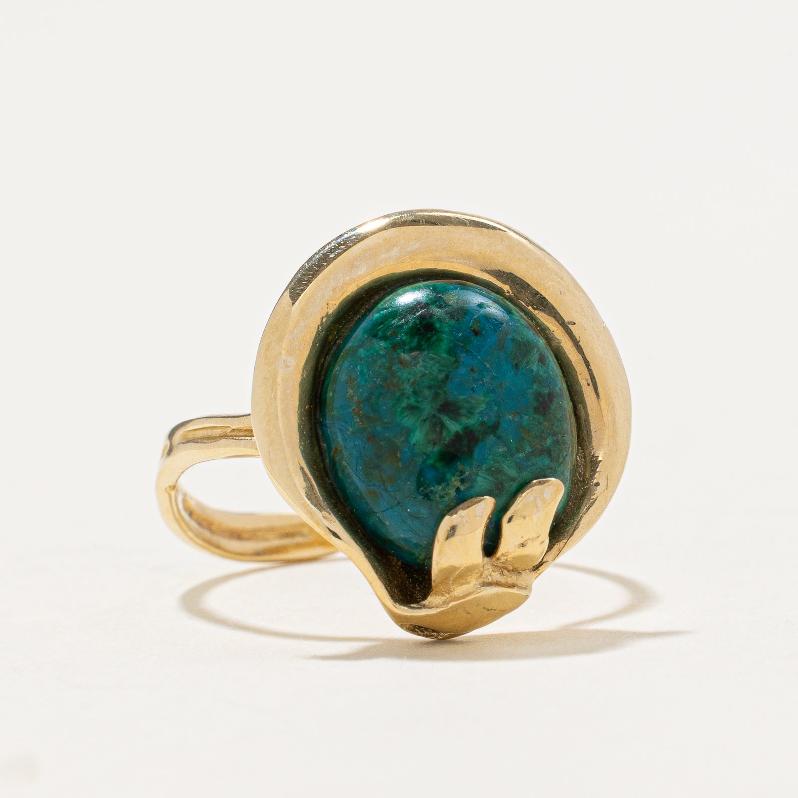 14K Gold Chrysocolla Ring - 2.50 Carat Natural Gemstone Ring - Size 6.5 - Elegant Handmade Jewelry for Women - Perfect for Weddings, Anniversaries & Special Occasions