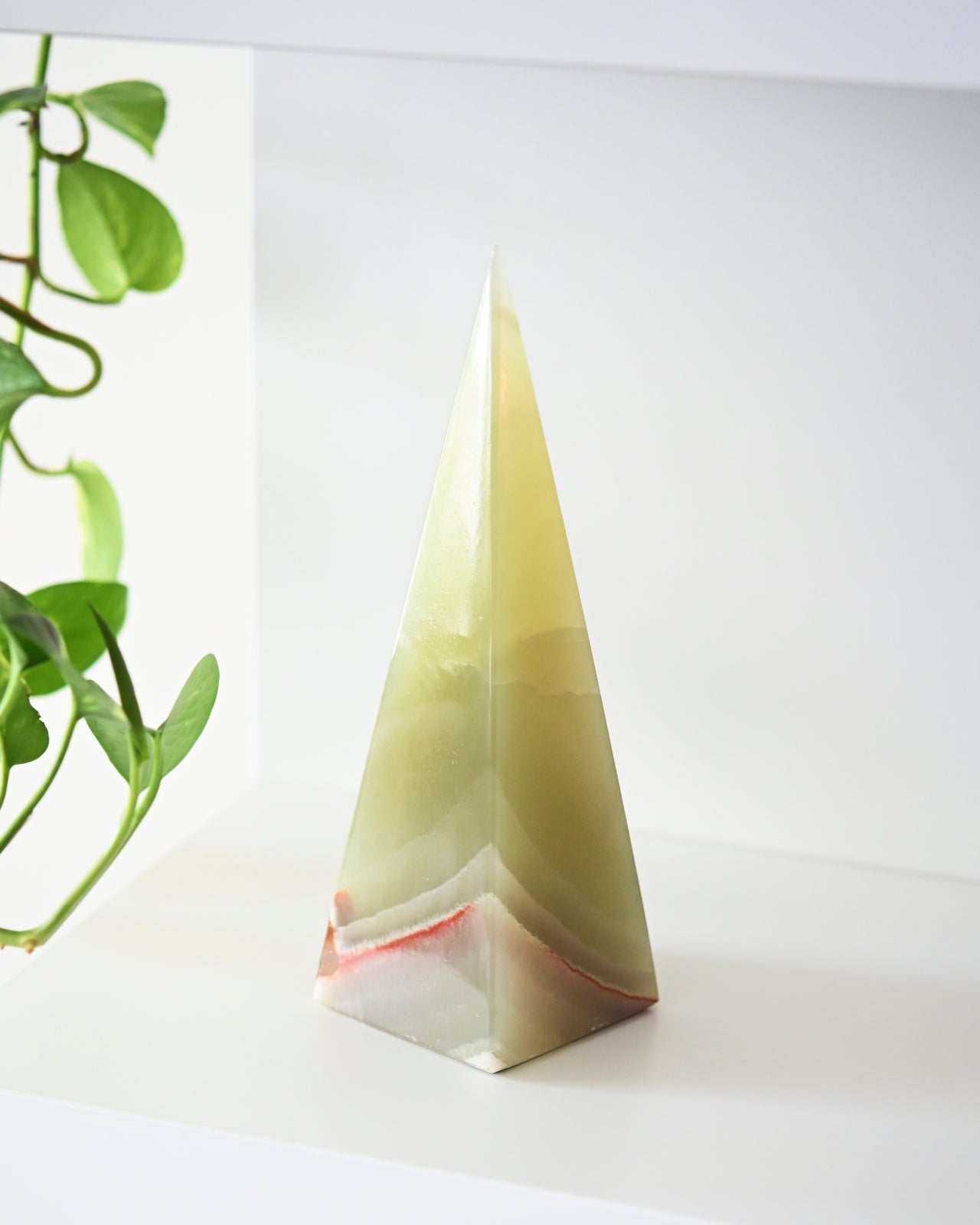 8 Inch Green Onyx Tall Pyramid - Handcrafted Spiritual Decor for Home Altar, Meditation Space & Feng Shui