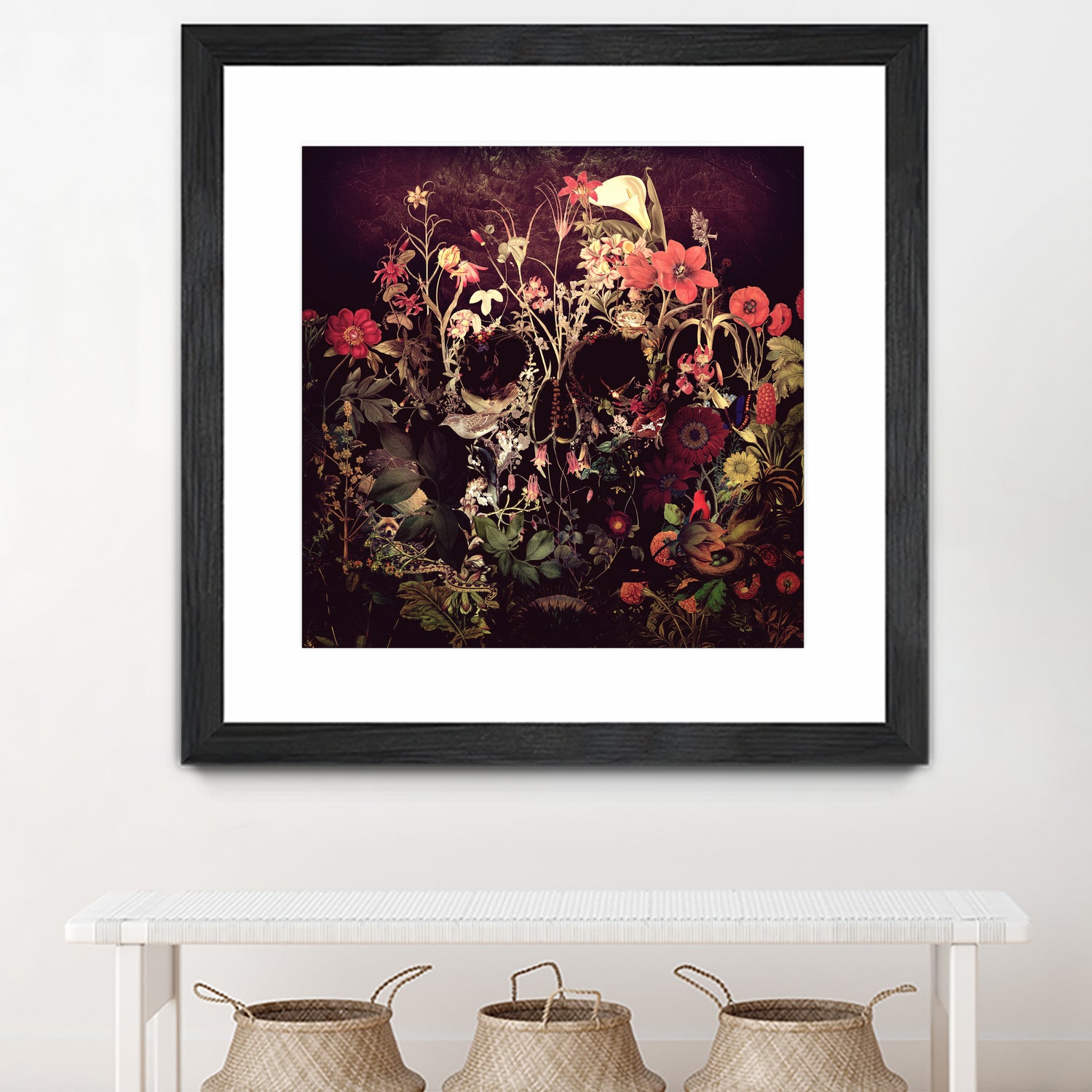 Bloom Skull - Unique Gothic Home Decor for Halloween, Dark Aesthetic Room Accessories, Perfect for Spooky Parties & Gothic Themed Events