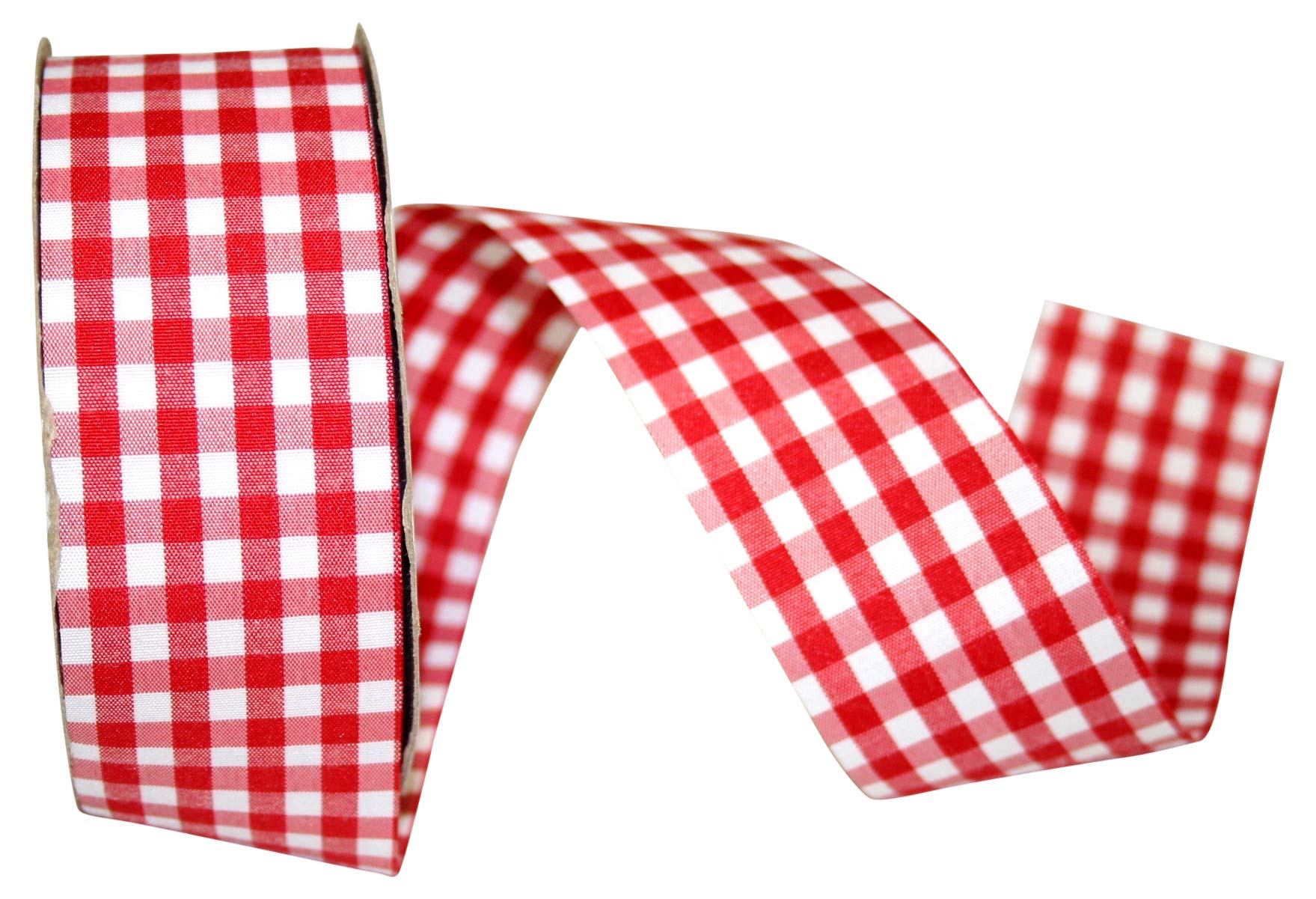 Reliant Gingham Check Ribbon - 1-3/8 Inch x 25 Yards - Medium Red Ribbon for Gift Wrapping, Crafts, and DIY Projects