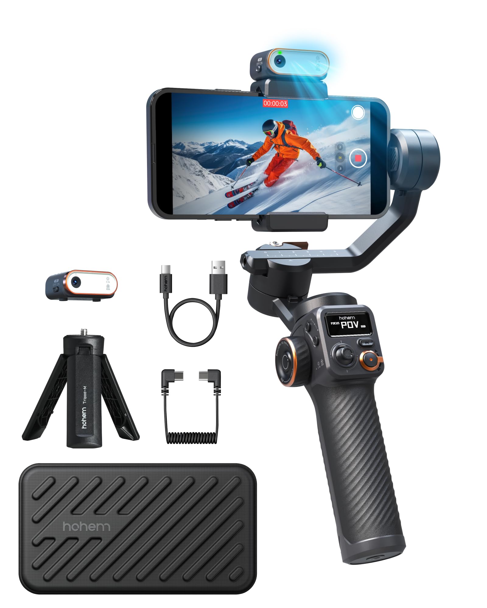 Hohem iSteady M6 3-Axis Smartphone Gimbal Stabilizer with Magnetic AI Tracking, OLED Display & Fill Light - Compatible with iPhone & Android for Smooth Video Recording - Perfect for YouTube, TikTok, Vlogging & Live Streaming