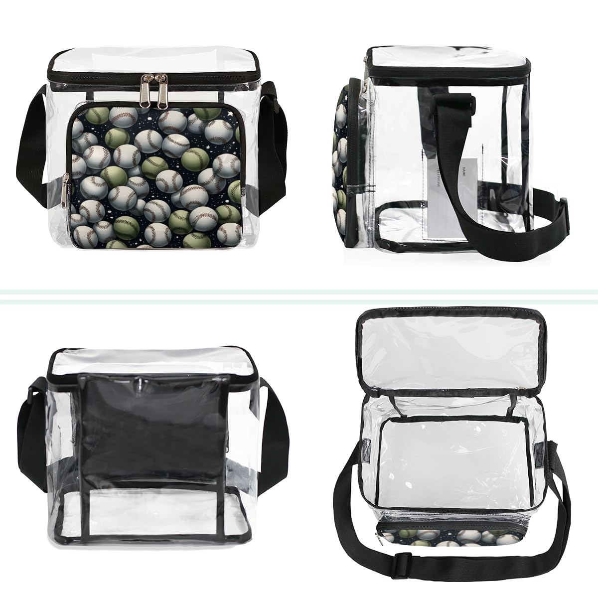 GzLeyigou Clear Baseball Bag - MLB Approved Transparent Tote with Adjustable Shoulder Strap & Handles for Stadium Security | Perfect for Sports Games, Concerts, Travel, Picnics & Outdoor Events
