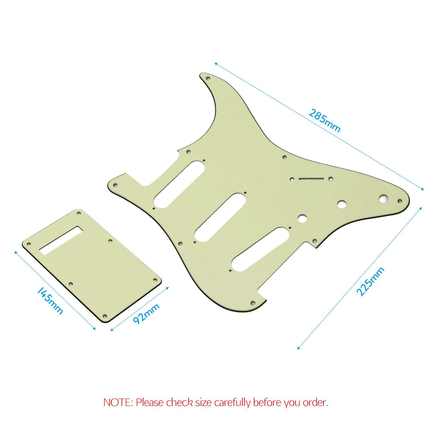 8 Hole Guitar Pickguard Set - 3 Ply Cream Pearl Panels with Backplate & Screws for ST Style Electric Guitars | Replacement Parts for DIY Guitar Repair & Customization