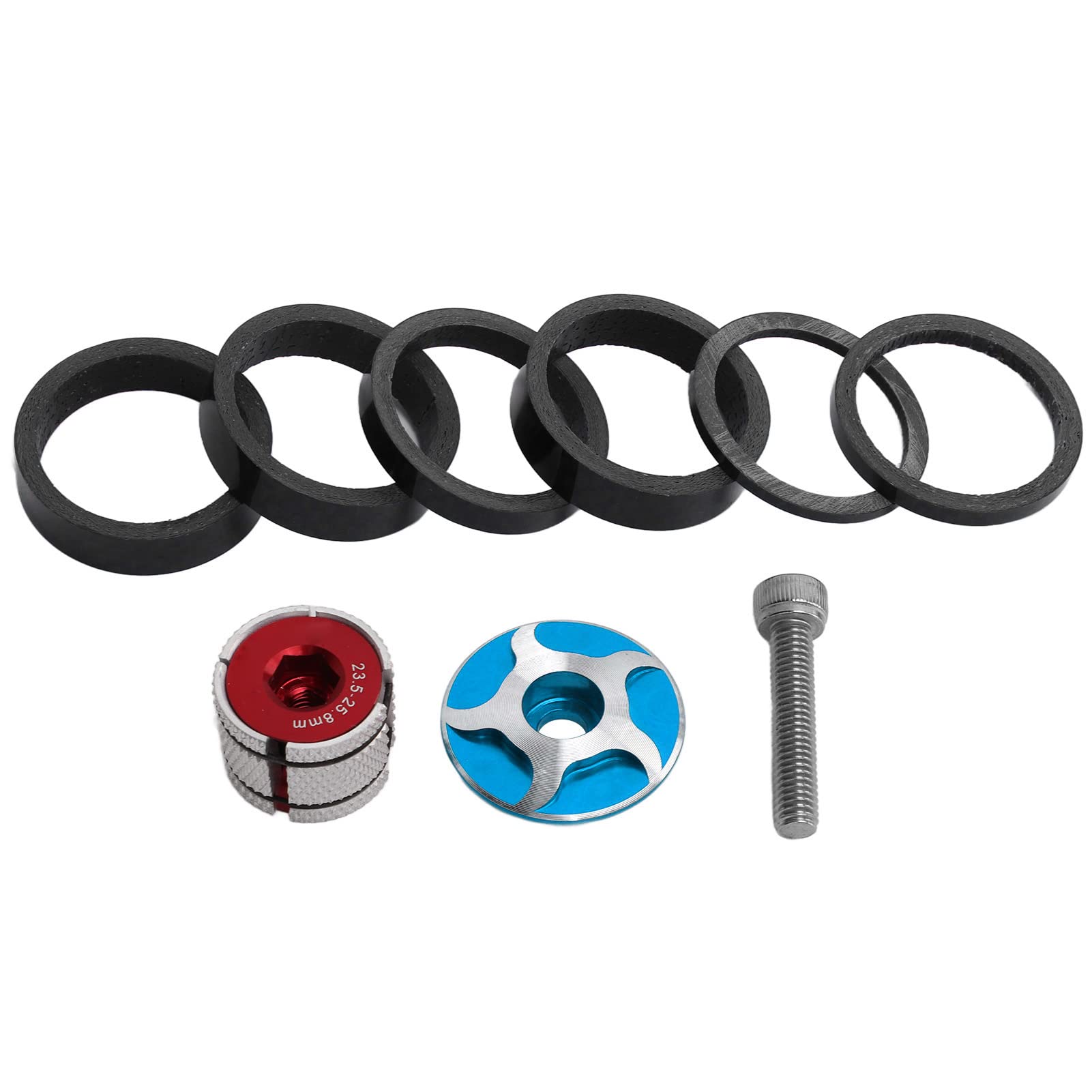 RiToEasysports Carbon Fiber Bicycle Headset Spacer Set - Lightweight Bike Stem Spacers with Top Cap & Headset Expander Plug for Road & Mountain Bikes - Perfect for Cycling Enthusiasts & Professional Riders