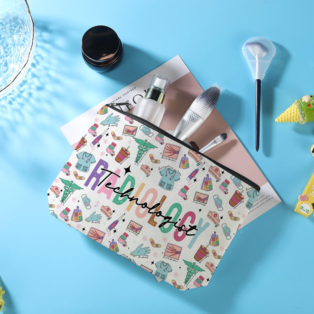 Radiology Technologist Gifts for Women - Rad Tech Makeup Bag with Zipper Pouch | X-ray Technician Cosmetic Bag for Nurse Day, Birthday & Appreciation | Perfect Gift for Radiologic Technologists, Nurses & Medical Professionals