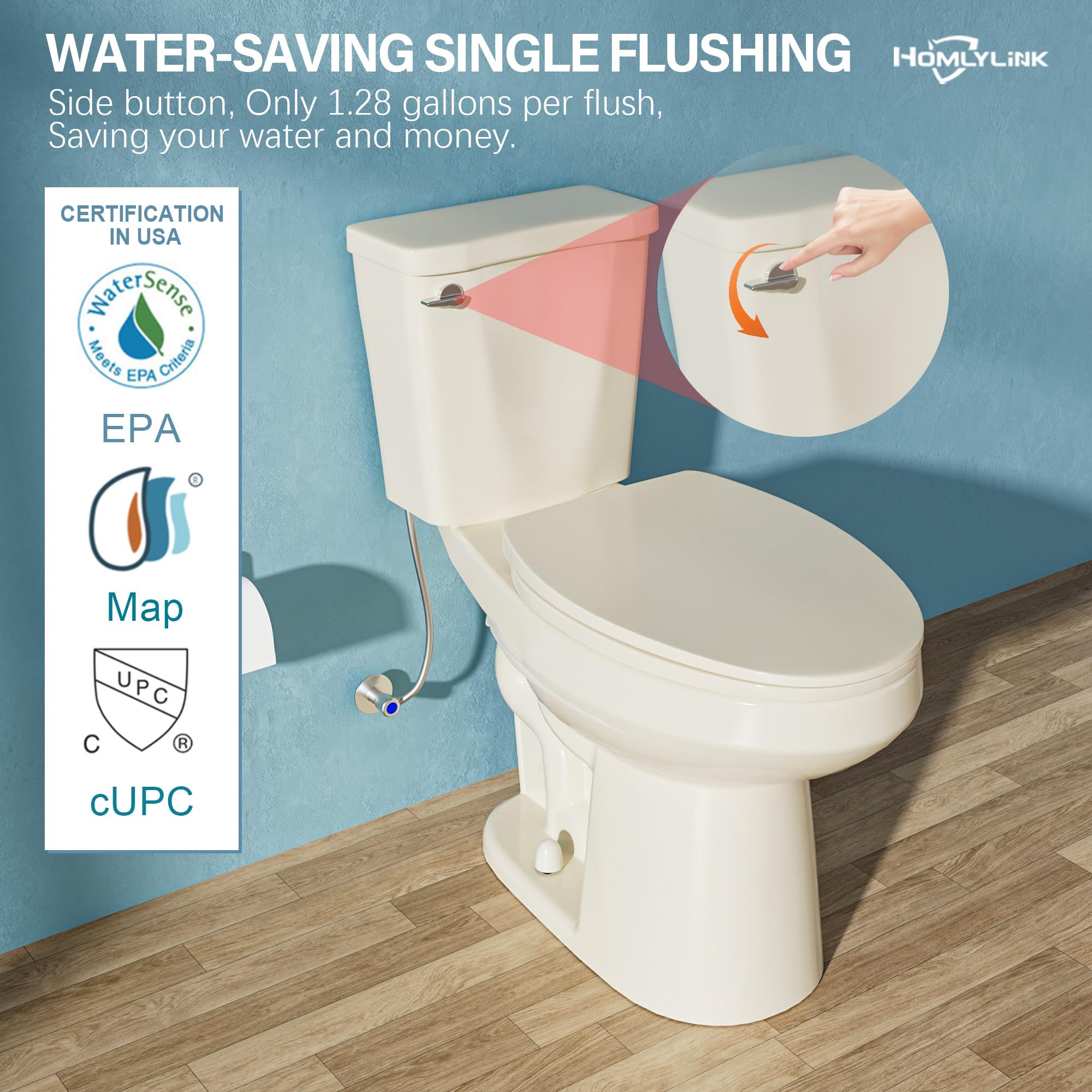 19 Inch Tall Toilet for Seniors & ADA Compliance - Elongated Comfort Height Bowl (19