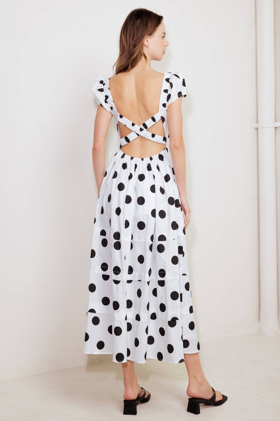 Stylish Logan Polka Dot Midi Dress for Women - Perfect for Casual Outings, Parties & Summer Events