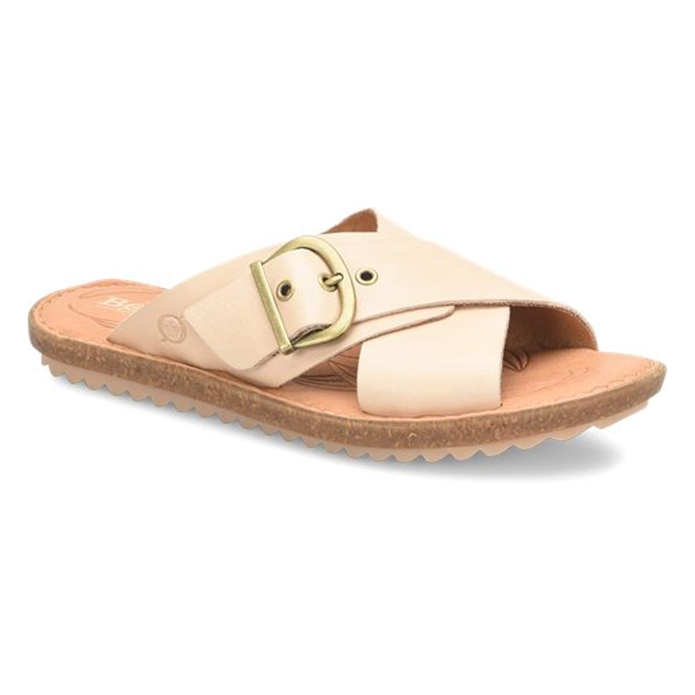 BORN Women's Rio Leather Slip-On Slide Sandals - Comfortable Casual Summer Shoes for Beach, Pool, and Home Use