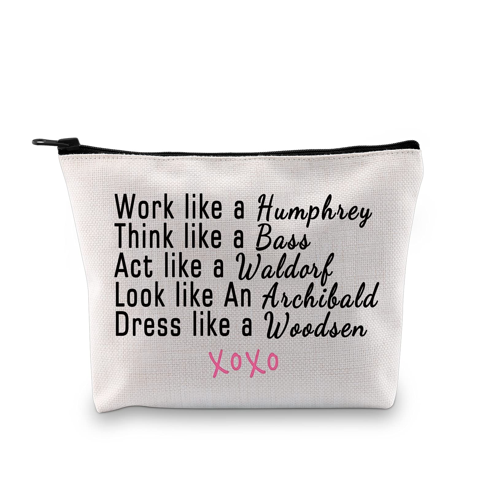 MEIKIUP GS Inspired Makeup Bag - Think Like a Bass Act Like a Waldorf Travel Cosmetic Pouch - Perfect Gift for TV Show Fans, Travel & Daily Use