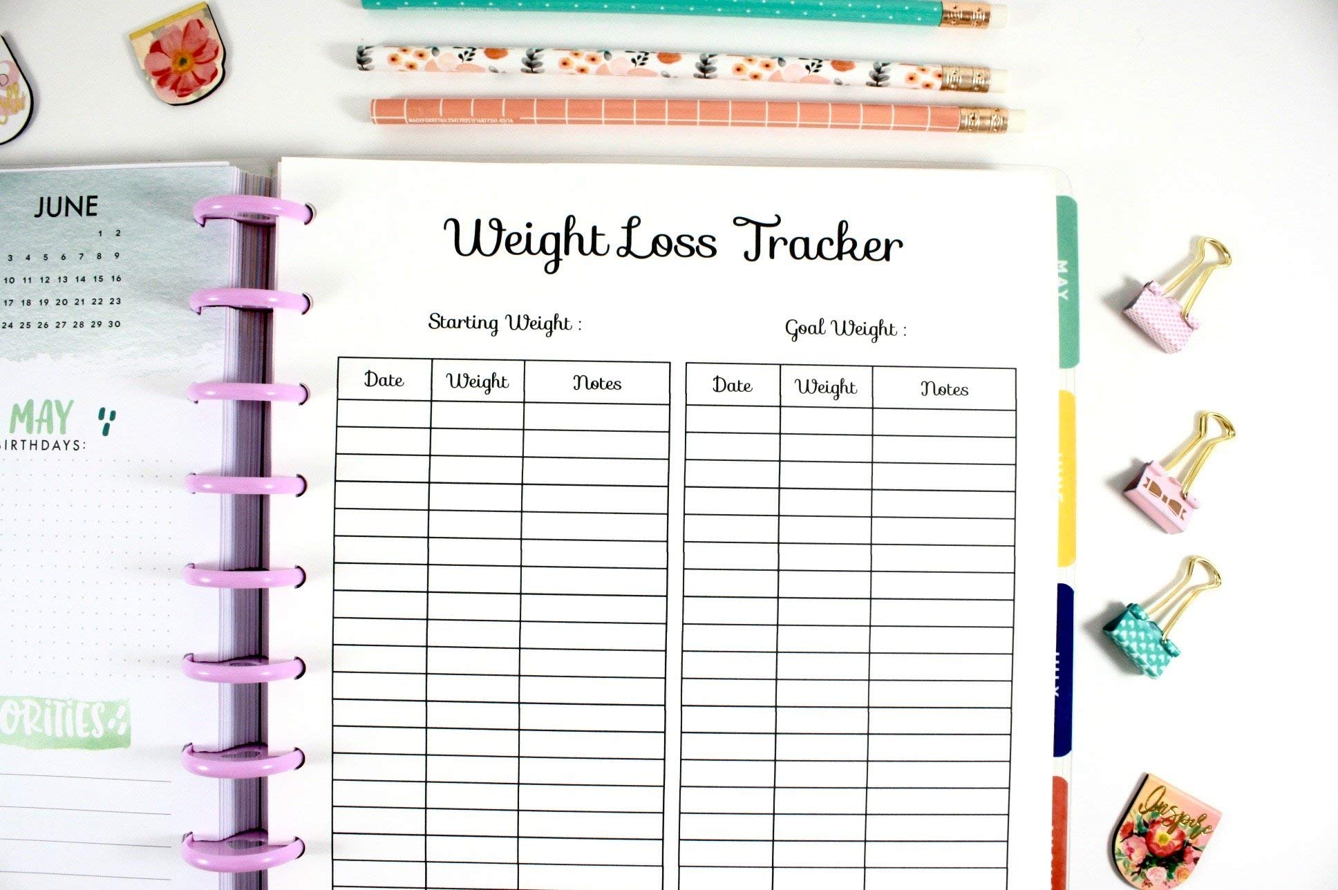 11-Disc Big Happy Planner Weight Loss Tracker Inserts - Pre-Punched Nutrition & Diet Planner for Healthy Lifestyle | Perfect for Meal Planning, Fitness Tracking & Weight Management