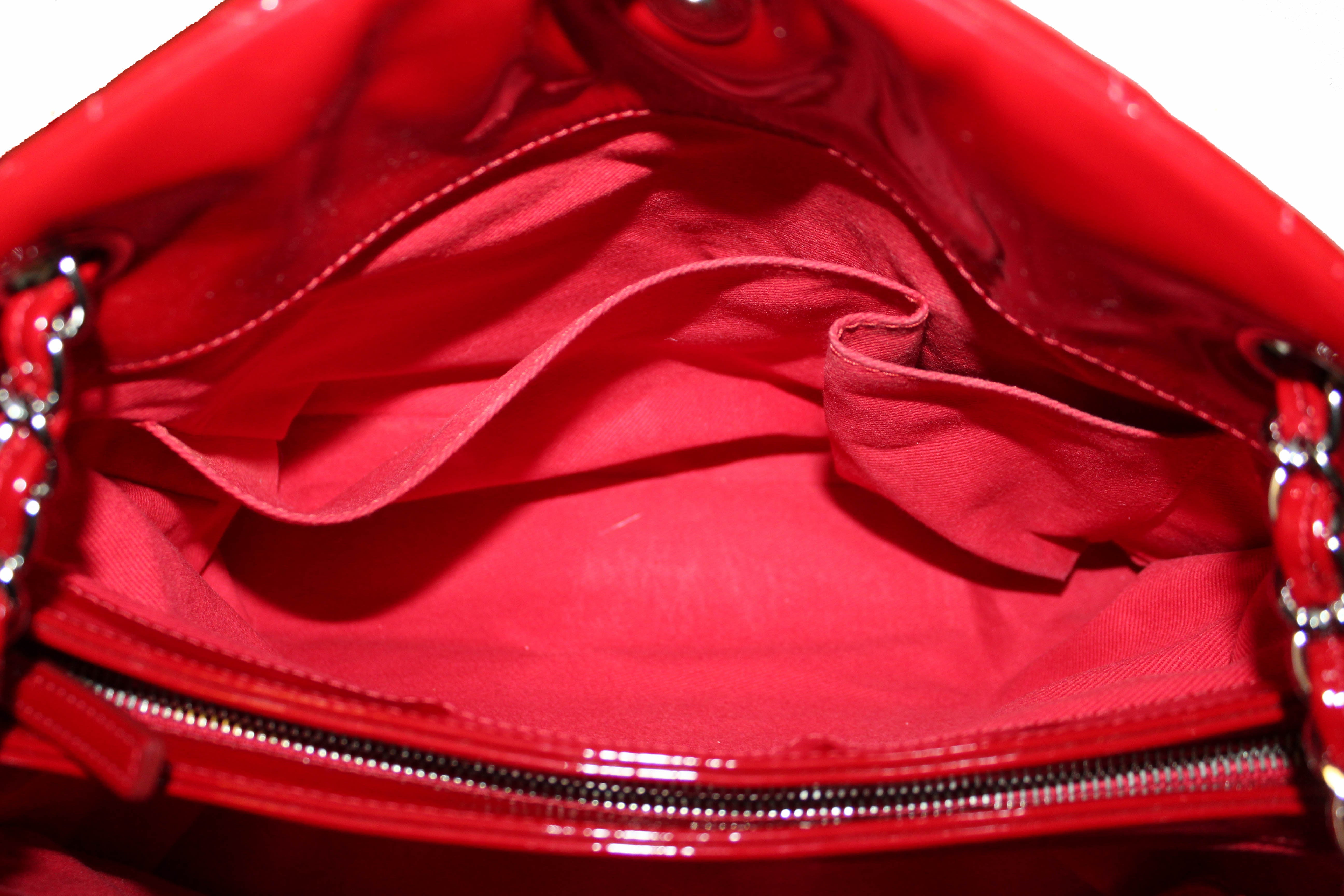 Authentic Chanel Red Quilted Patent Leather Bowling Mademoiselle Shoulder Bag for Women | Luxury Designer Handbag for Parties, Dating & Special Occasions