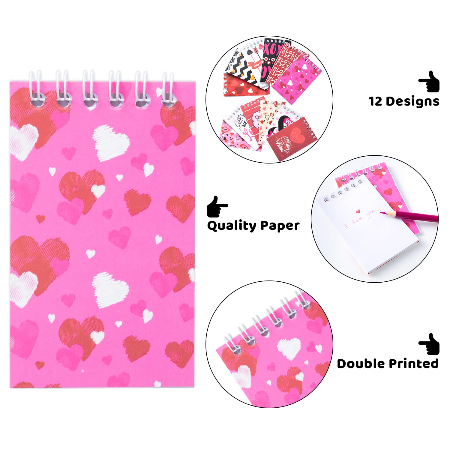 JOYIN 24 Pack 4 Inch Valentine's Day Mini Notepads Set - Cute Heart Design Small Notebooks for Kids, School Classroom Supplies, Party Favors & Gift Exchange (Perfect for Valentine's Day Cards, Teacher Appreciation Gifts, Classroom Rewards)
