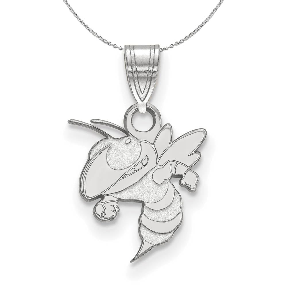 Elegant Black Bow Sterling Silver Pendant Necklace for Women | Georgia Tech Inspired Jewelry Gift for Graduation, Birthday & Special Occasions
