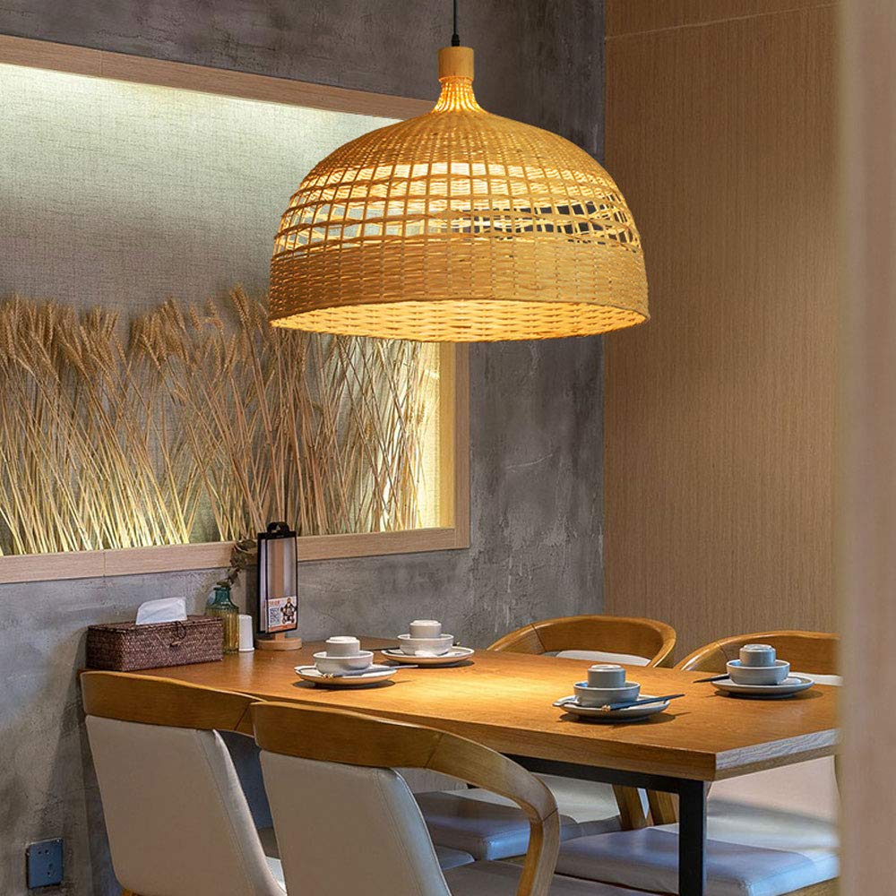 Modern LED Chandelier Lamp - Semicircle Hollow Design with Natural Straw Material, Eco-Friendly Hanging Light Fixture for Living Room, Bedroom, Dining Room, Bars and Restaurants | Energy Saving & Stylish Ceiling Lighting