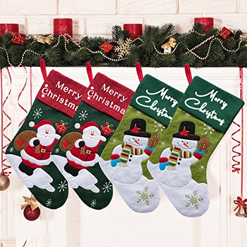 2 Red Santa+2 Green Snowman