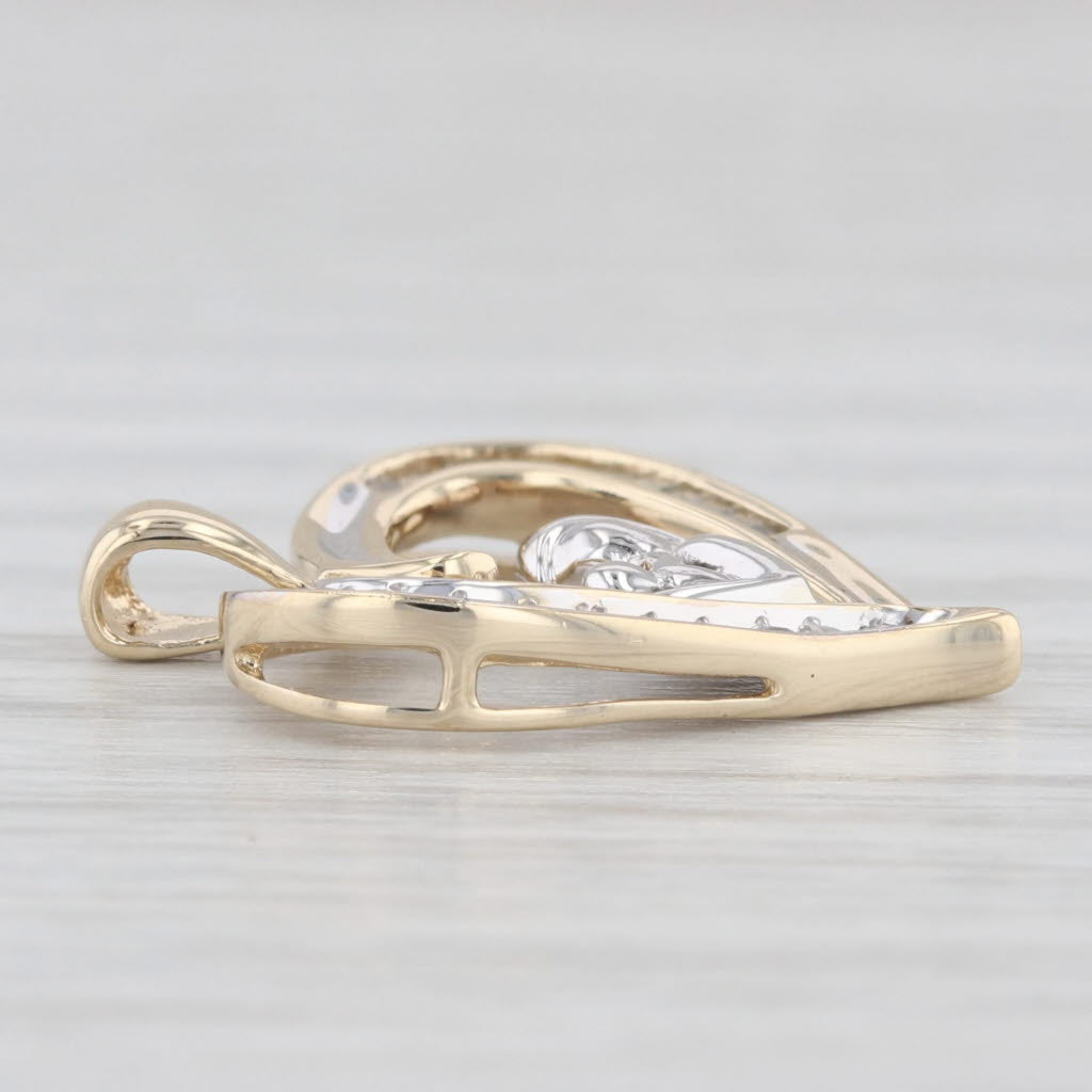 0.20ctw Diamond Mother & Child Open Heart Pendant - 10k Yellow & White Gold Jewelry - Perfect Gift for Mother's Day, Birthday & Anniversary
