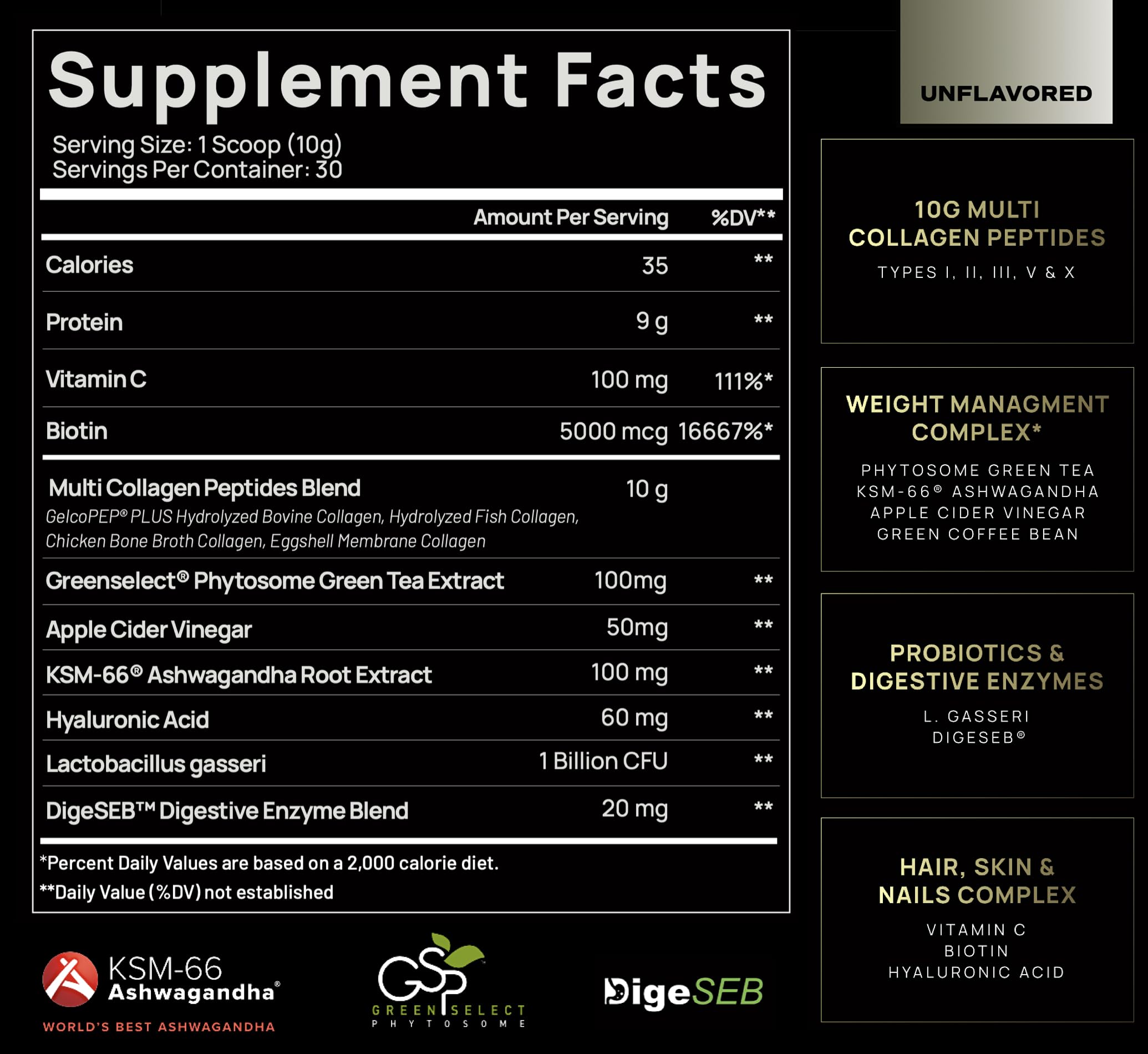 ELMNT Super Collagen Powder for Women - Premium Multi Collagen Peptides Protein Supplement with Probiotics, Hyaluronic Acid, Apple Cider Vinegar (ACV), KSM-66 Ashwagandha & Biotin | Supports Weight Loss, Skin Beauty & Hair Growth | Unflavored Collageno Supplement | Perfect for Daily Wellness Routine & Anti-Aging Care
