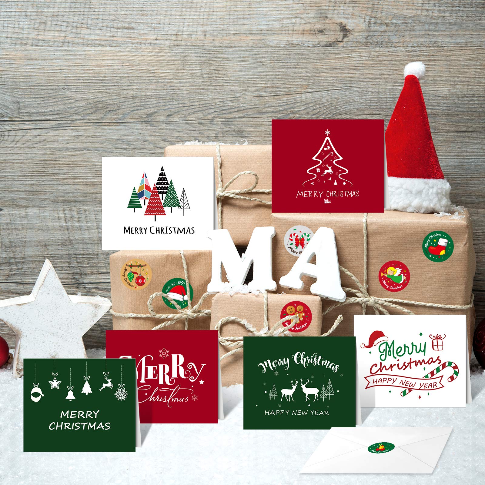 30 Pack MIAHART Christmas Greeting Cards Bulk Set - 6 Festive Holiday Designs with Envelopes, Blank Xmas Cards for Winter Celebrations, Office Parties & Family Gatherings
