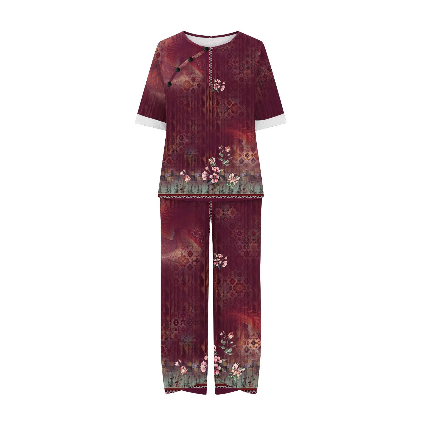 Women's Crochet 2-Piece Short Set - Short Sleeve Vacation & Lounge Outfit for Summer Beach, Brunch, or Relaxing at Home