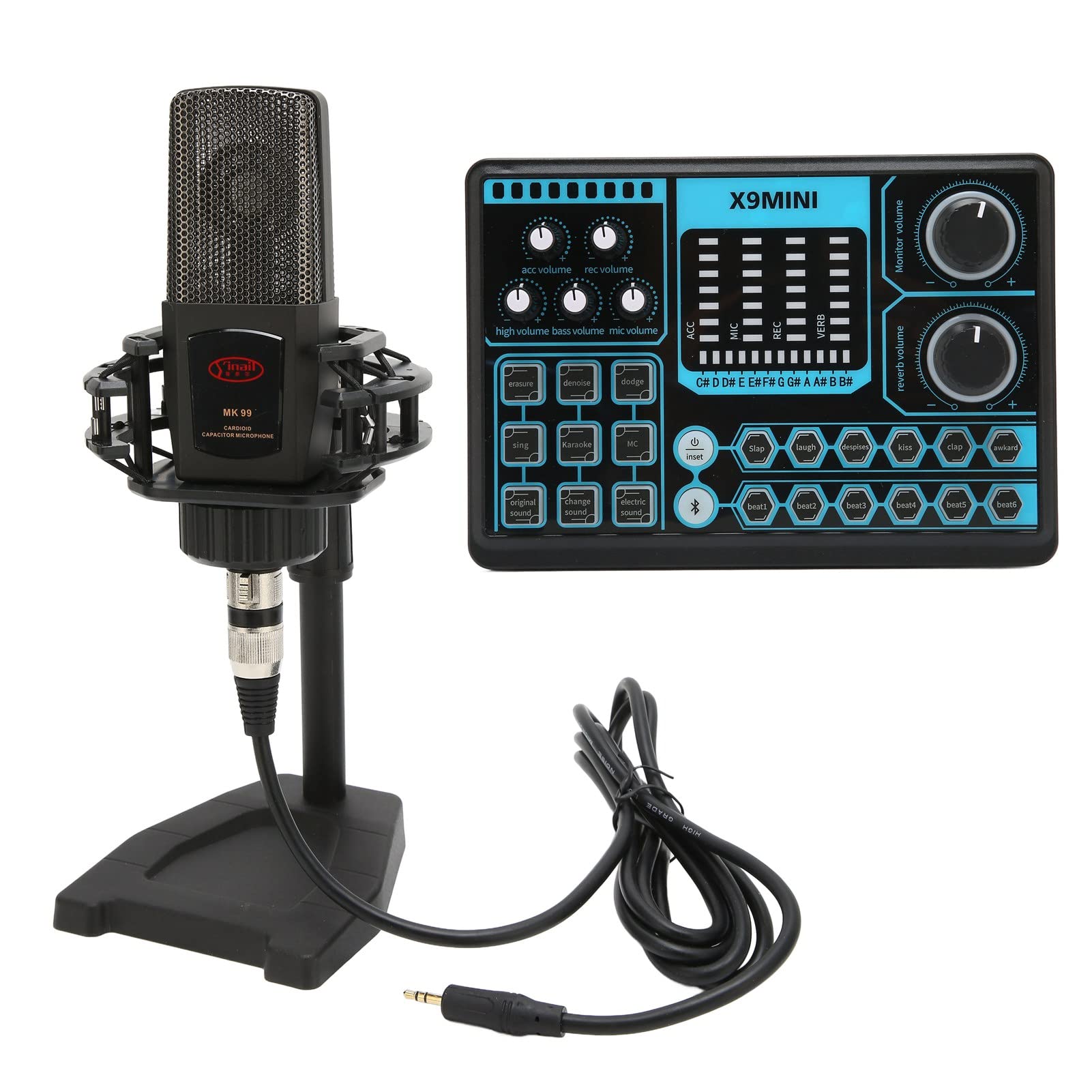 Professional Audio Mixer Set with Condenser Mic - 24Bit/192KHz Lossless Sound Card, Smart Noise Reduction for Live Streaming, Podcasting, Gaming & Music Recording | Perfect for Home Studio, PC Setup & Content Creation