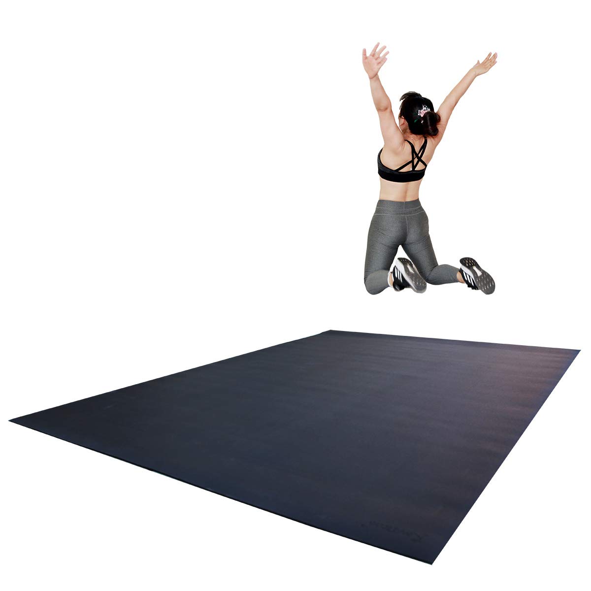 Extra Large Exercise Mat 8x6 Feet - 7mm Thick High Density Gym Mat for Home Cardio, Yoga & Workouts - Durable Non-Slip Floor Mat for Fitness, Pilates & Stretching - Perfect for Home Gym, Studio & Garage Workouts (Black)