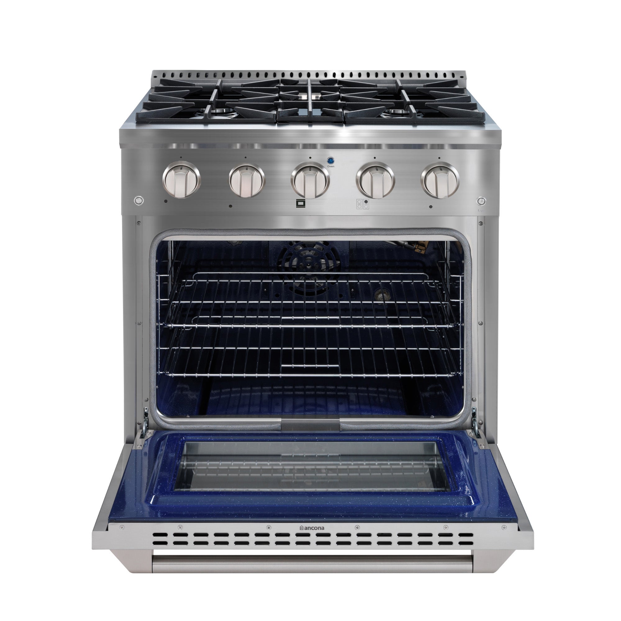 Ancona 30 Inch 4.2 Cu. Ft. Stainless Steel Gas Range with 4 Burners & Convection Oven - Perfect for Home Kitchen Cooking, Baking, and Family Meals