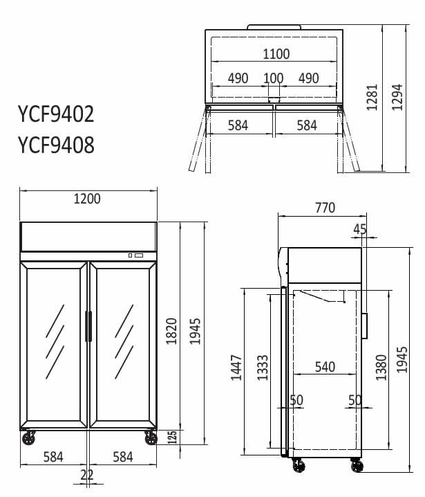 Atosa YCF9402 Commercial Double Glass Door Lightbox Refrigerator - Perfect for Restaurants, Cafes, and Grocery Stores