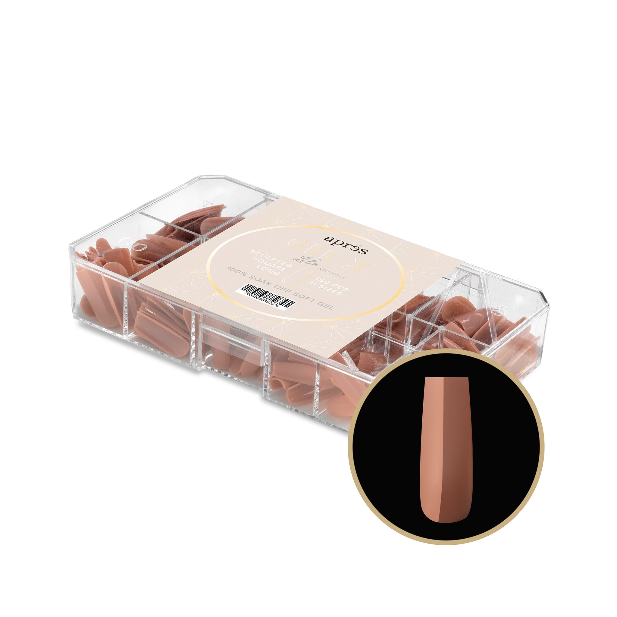 Apres Neutrals Gel X Tips 2.0 - Imani Sculpted Square Long Fake Nails (150 Pcs) for Professional Salon & DIY Manicure at Home