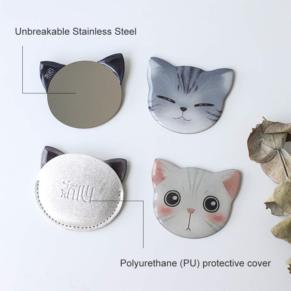 Catlady Cute Unbreakable Stainless Steel Travel Mirror - Portable Makeup Mirror for Women | Perfect for Travel, Home & Vanity Use