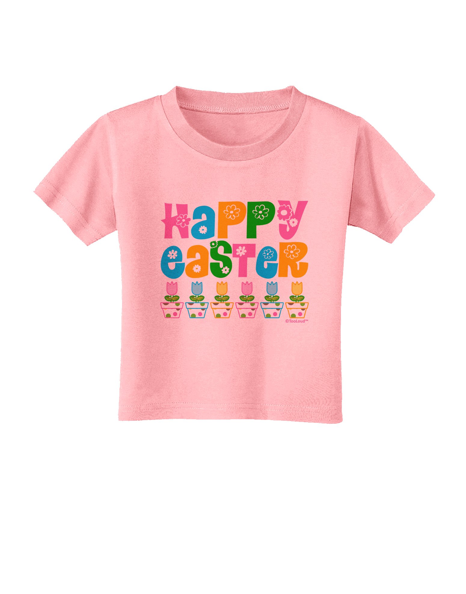 TOOLOUD Happy Easter Tulips Toddler T-Shirt - Cute Spring Baby Clothes for Boys & Girls - Perfect for Easter Egg Hunts & Family Photos