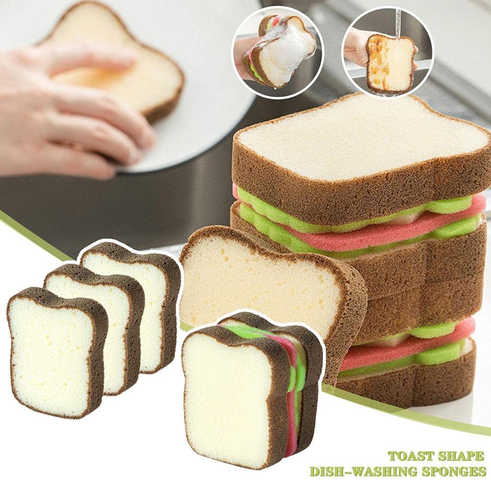 2-Pack Heavy Duty Scrub Sponges - Extra Thick Sandwich Style Dish Scrubbers for Deep Cleaning | Toast-Shaped Kitchen Sponges | Durable for Pots, Pans, Dishes & Countertops | Non-Scratch Cleaning for Stainless Steel & Non-Stick Cookware