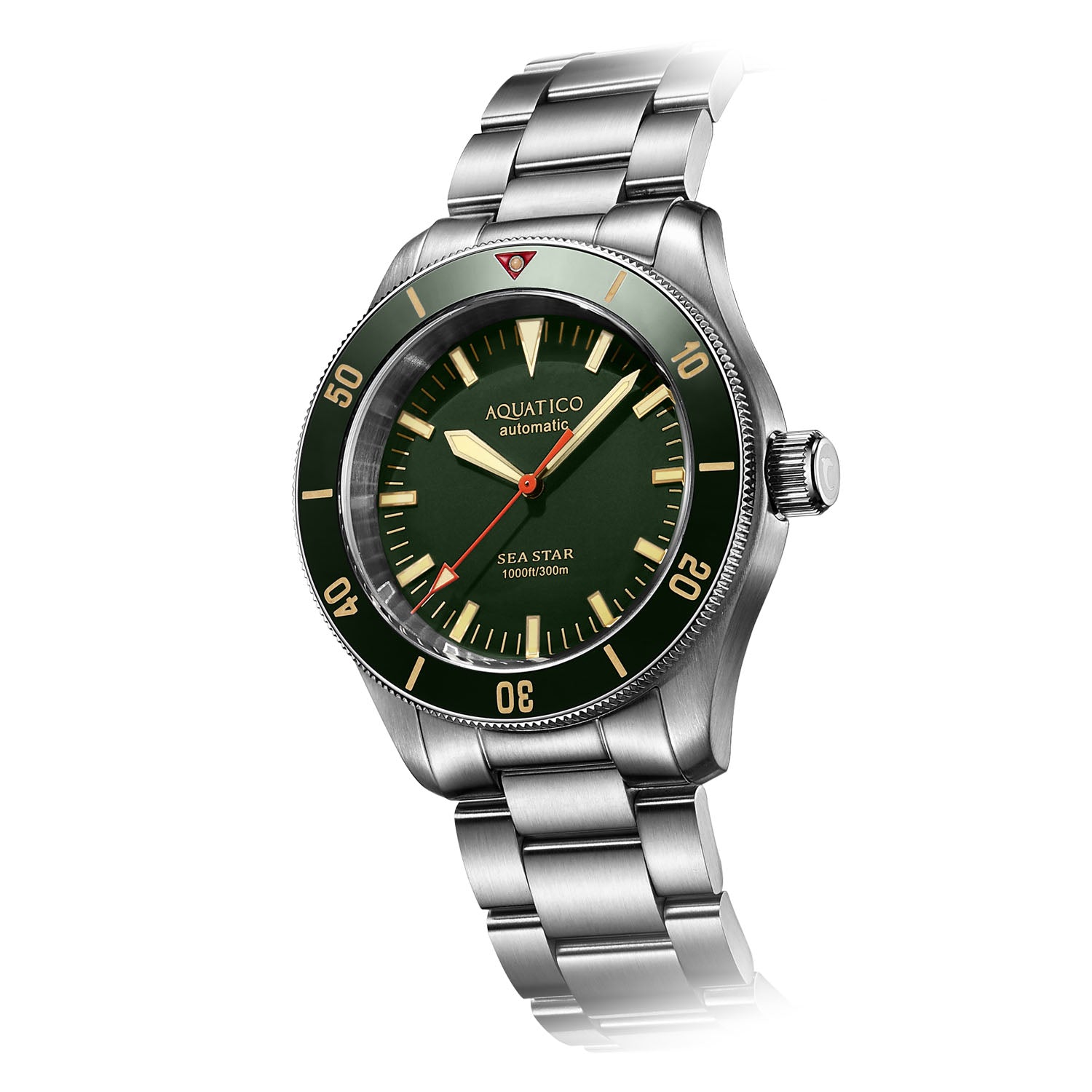Aquatico Sea Star V2 Green Ceramic Bezel Diver Watch - Waterproof Luxury Timepiece for Men, Perfect for Scuba Diving & Outdoor Adventures