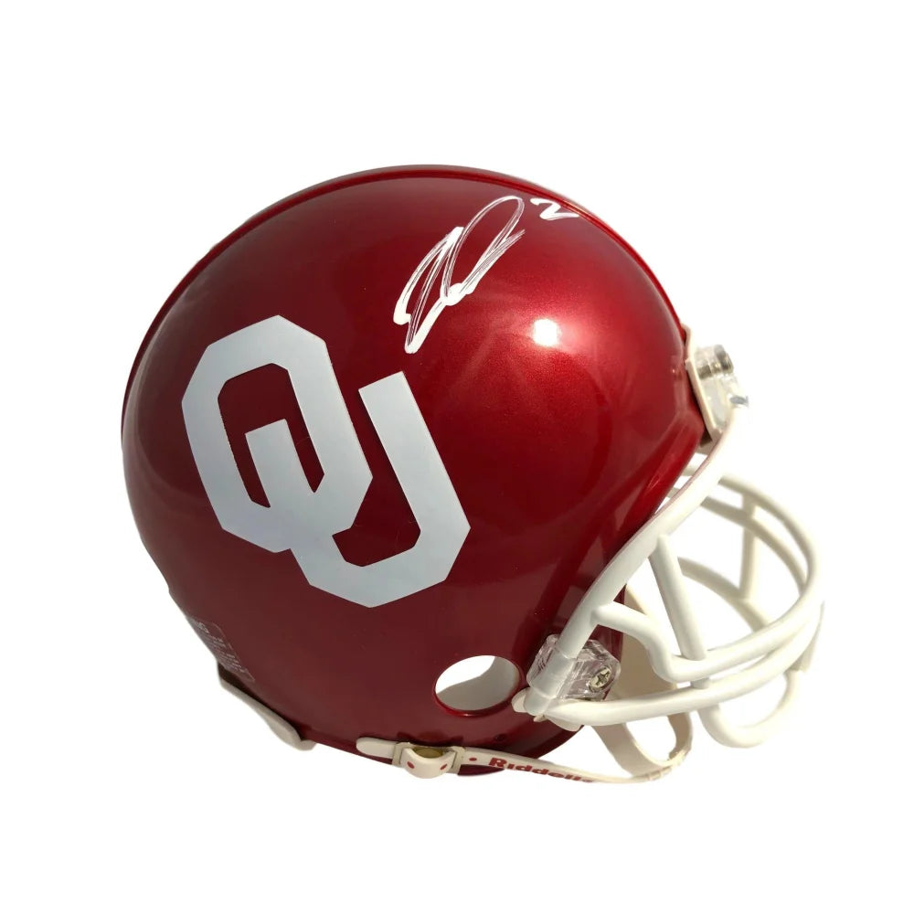 CeeDee Lamb Autographed Oklahoma Sooners Red Mini Helmet with JSA COA - Dallas Cowboys NFL Memorabilia for Sports Fans & Collectors - Perfect for Display, Gifts, and Game Room Decor