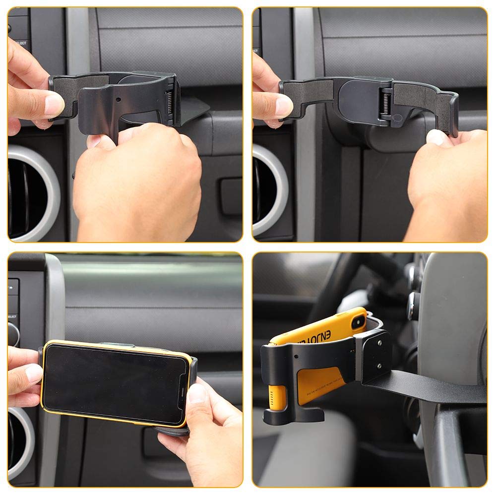 CheroCar Universal Car Phone Holder & Cup Mount Stand - Compatible with Jeep Wrangler JK JKU 2007-2010 | Multi-Function Organizer for Smartphones, Drinks & Small Items | Perfect for Road Trips, Commuting & Off-Road Adventures