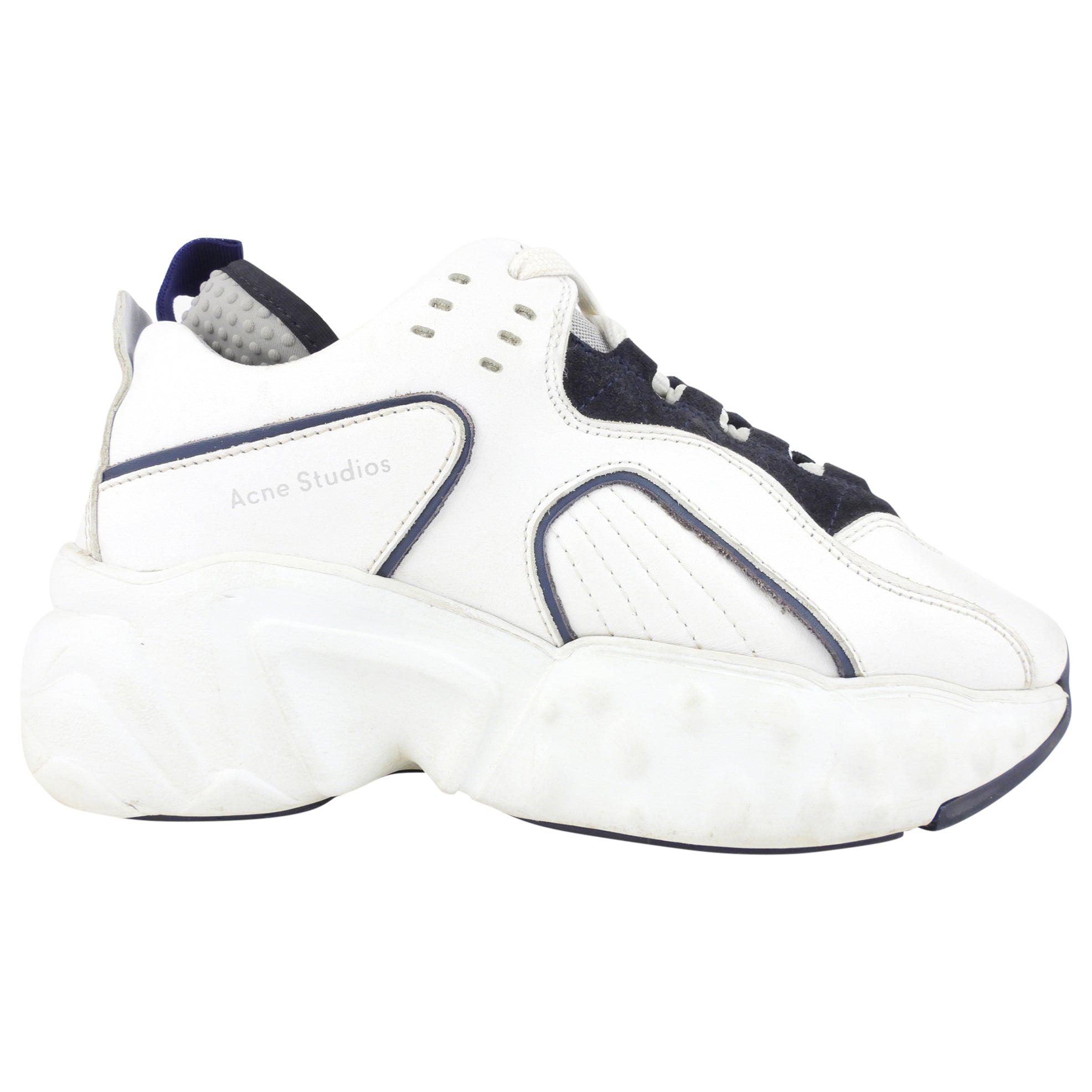 Acne Studios White and Black Leather Chunky Manhattan Sneakers - Stylish Comfortable Platform Shoes for Women | Perfect for Casual Wear, Street Style & Everyday Outfits