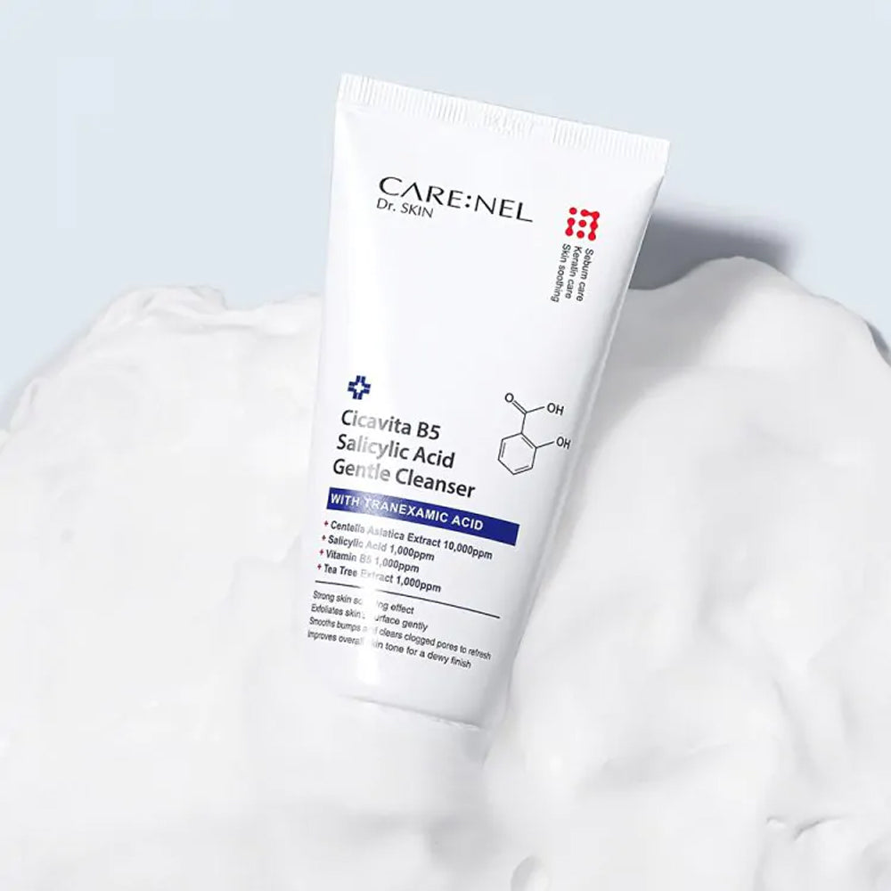 CARE:NEL Cicavita B5 Salicylic Acid Gentle Facial Cleanser 150ml - Acne Treatment & Oil Control for Sensitive Skin - Perfect for Daily Skincare Routine