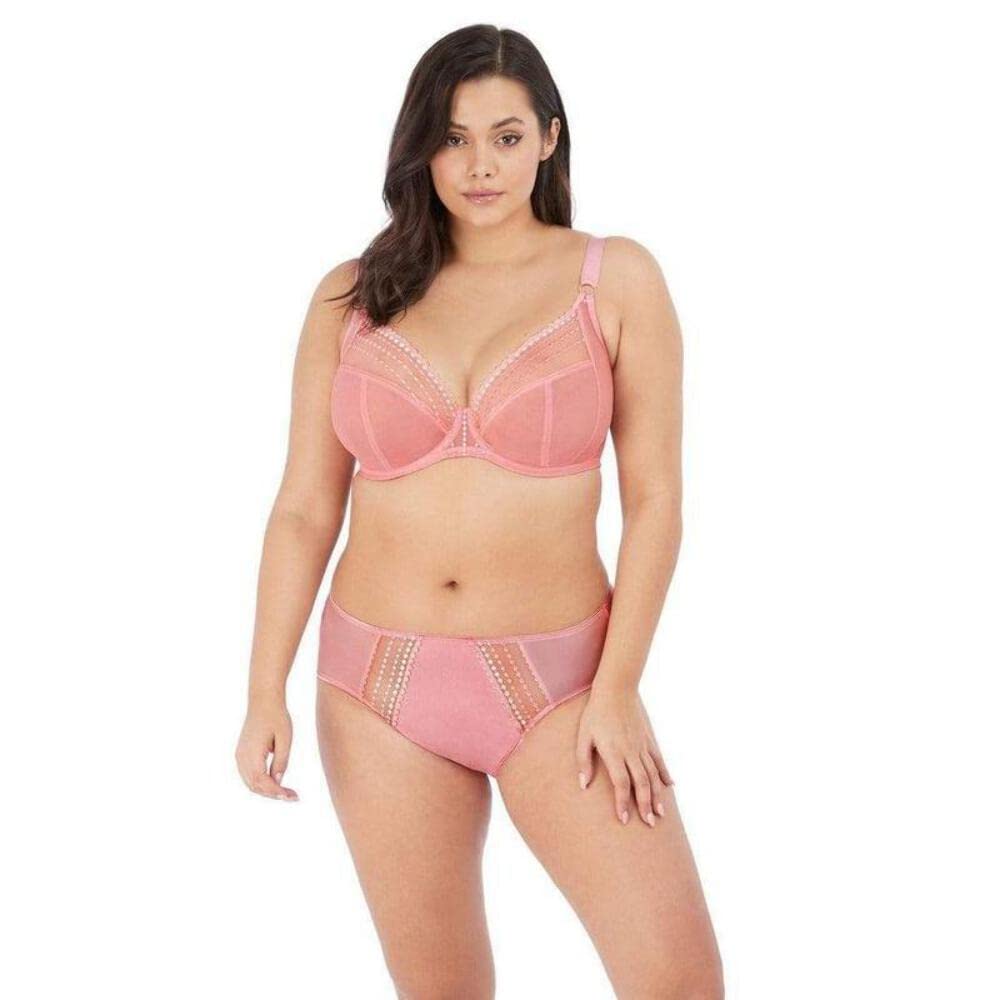 Elomi Women's Matilda Plunge Bra - DD+ Size, Sheer Mesh Cups with Side Support & Adjustable J-Hook for Racerback | Perfect for Everyday Comfort, Workout & Special Occasions