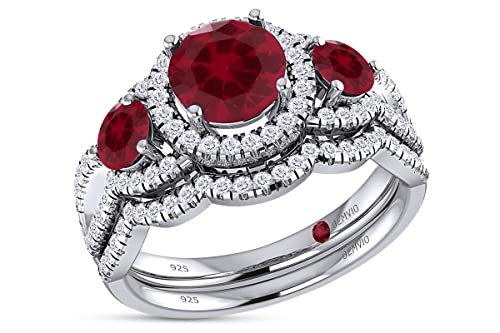 Lab Created Ruby White Gold Over Silver