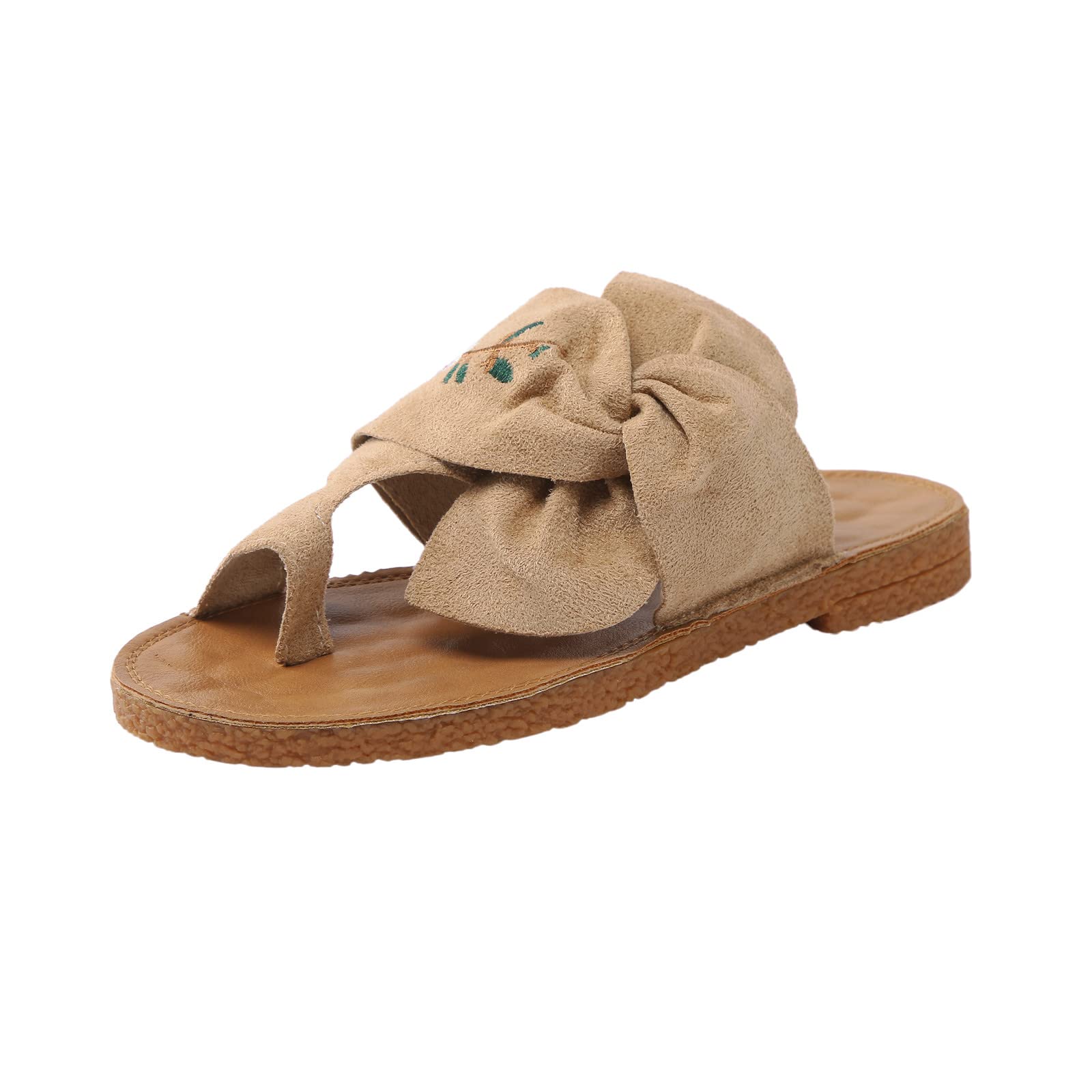 Women's Embroidered Flower Bow Slippers - Comfortable Beach & Travel Wedge Sandals Size 12 | Perfect for Summer Vacations, Poolside Lounging & Casual Outings