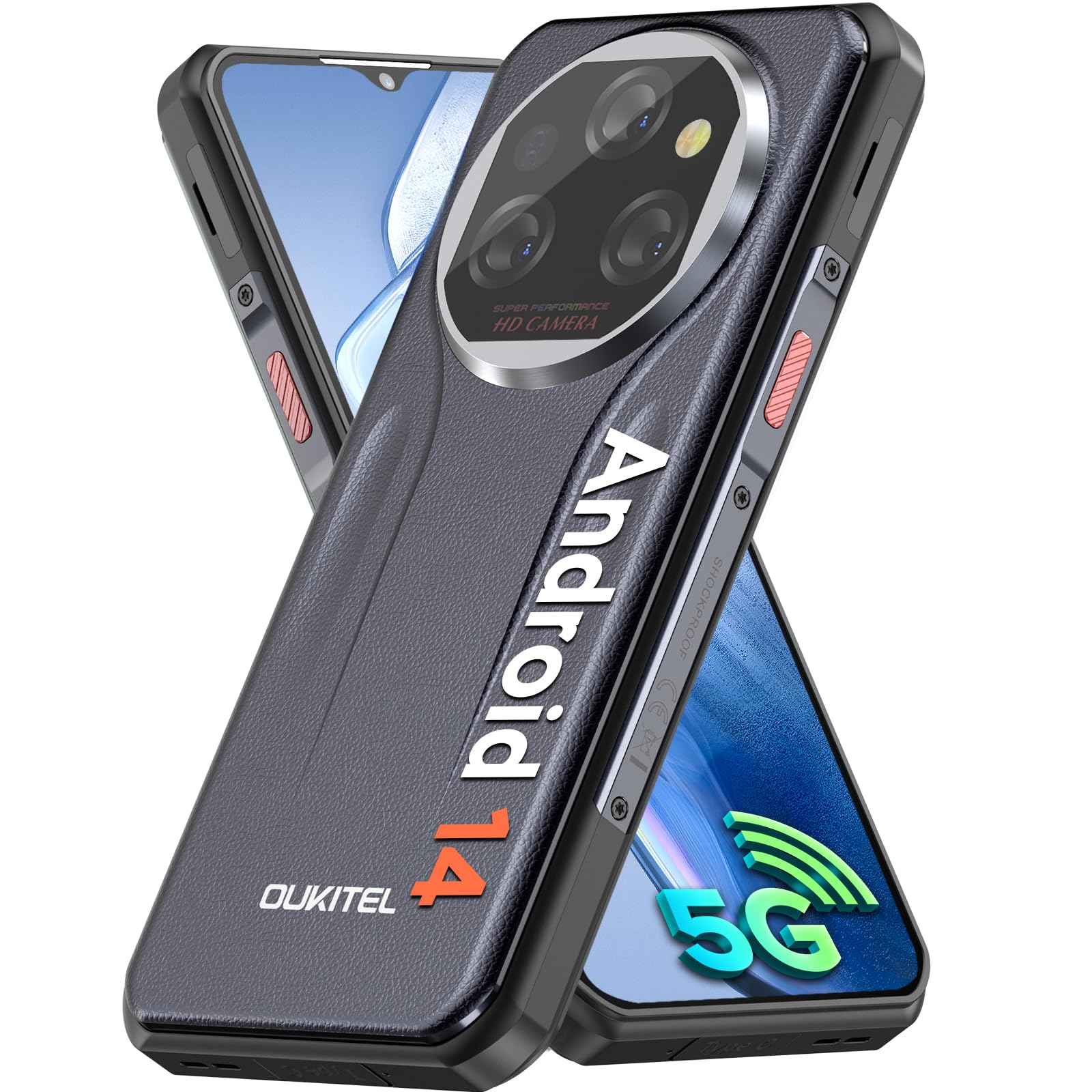 OUKITEL WP39 Rugged 5G Smartphone - 24GB RAM (6+18), 256GB/2TB Storage, Android 14 - 11000mAh Battery, 18W Fast Charging - 6.6