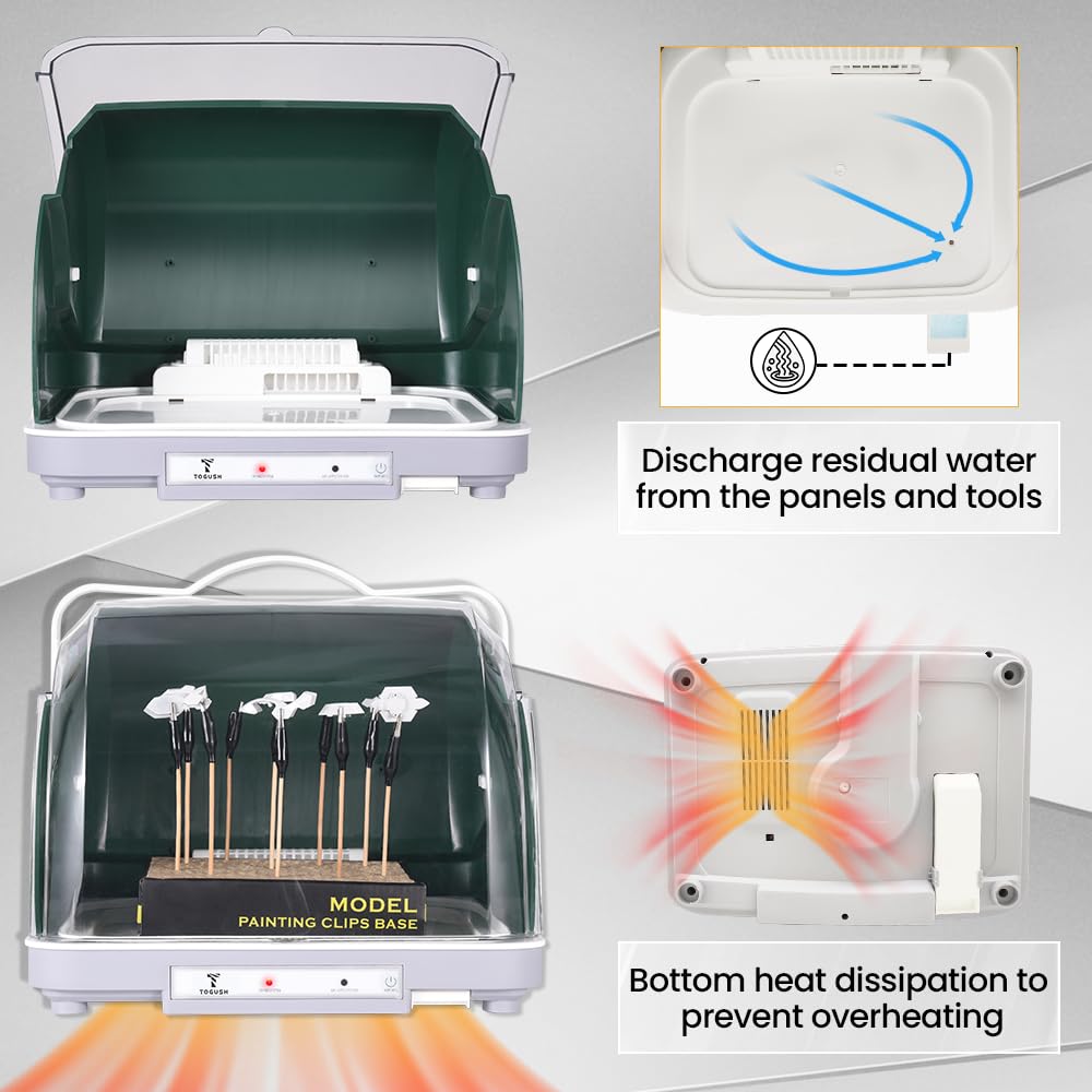 120W T TOGUSH Airbrush Drybooth - Constant Temperature Model Painting Dehydrator for Hobbyists - Works with Water-Based, Oil-Based & Marker Paints - Perfect for Miniature Painting, Warhammer Models & DIY Crafts