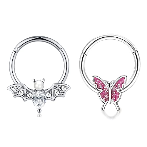 H-2Pcs-Silver Butterfly-Pink Butterfly
