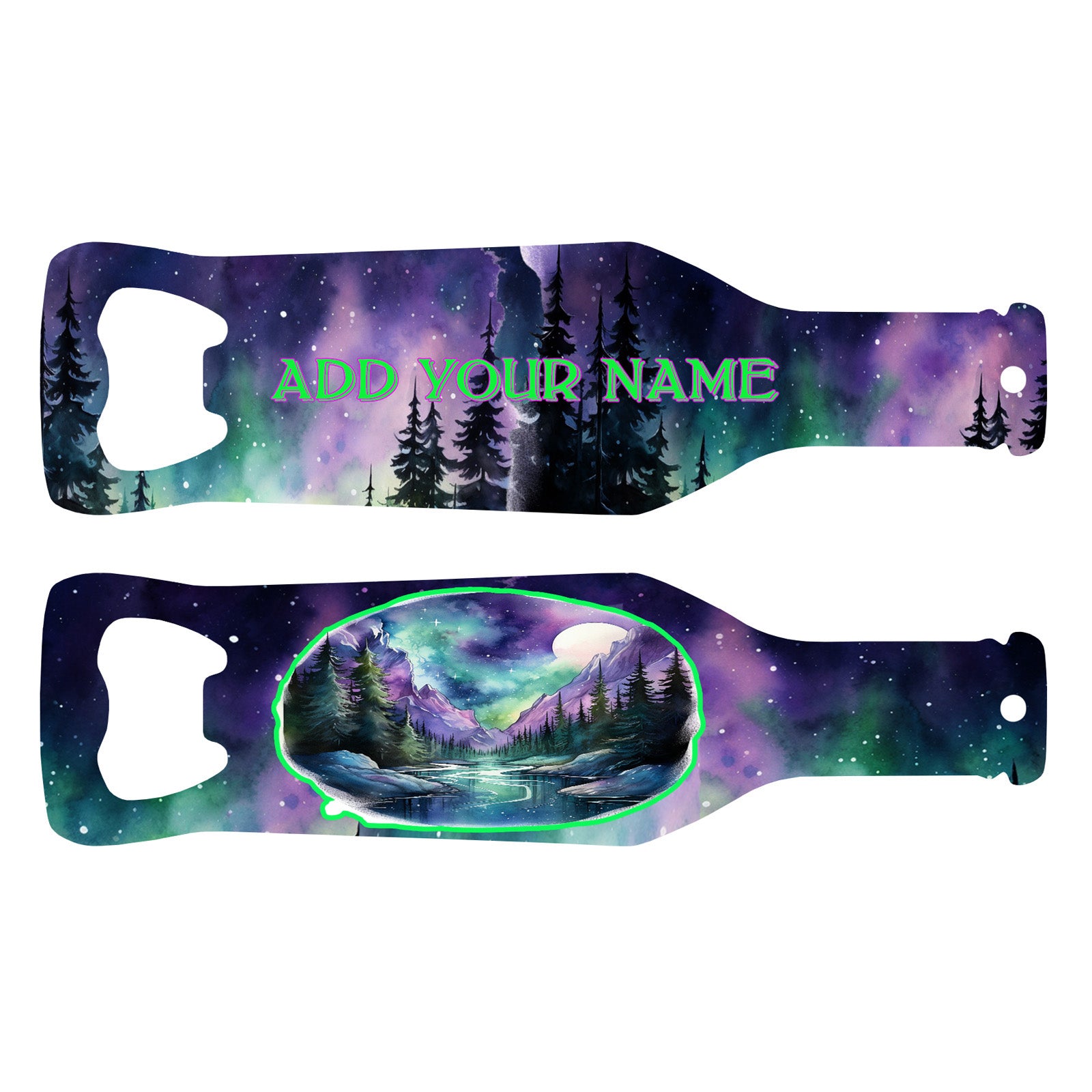 Personalized Bottle Shaped Bottle Opener - Custom Name Engraved - Unique Aurora Design - Perfect for Weddings, Parties & Gifts