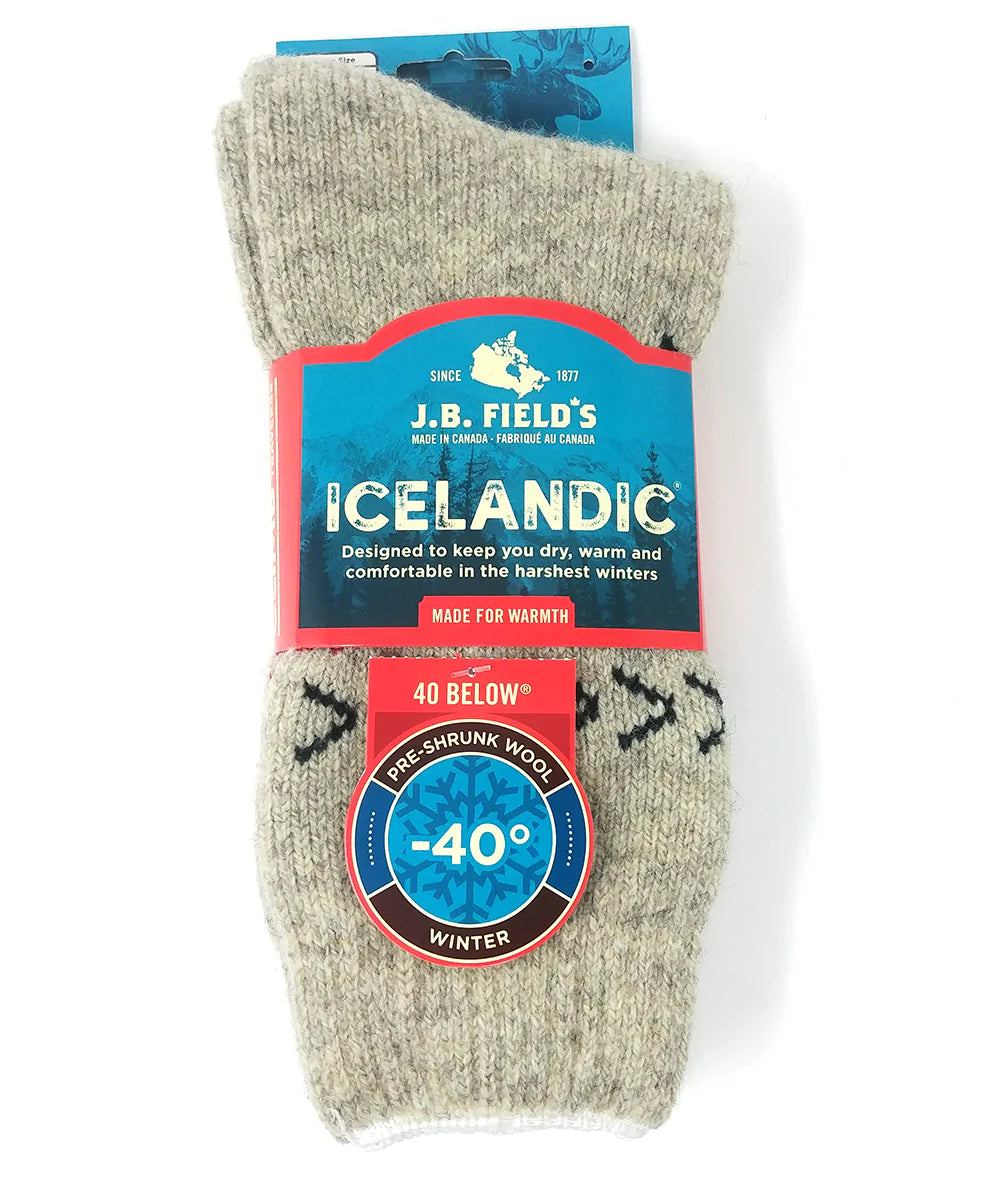J.B. Field's Men's Icelandic 40 Below True North Wool Thermal Winter Socks - Ultra Warm Merino Wool Socks for Extreme Cold Weather, Hiking, Skiing & Outdoor Activities